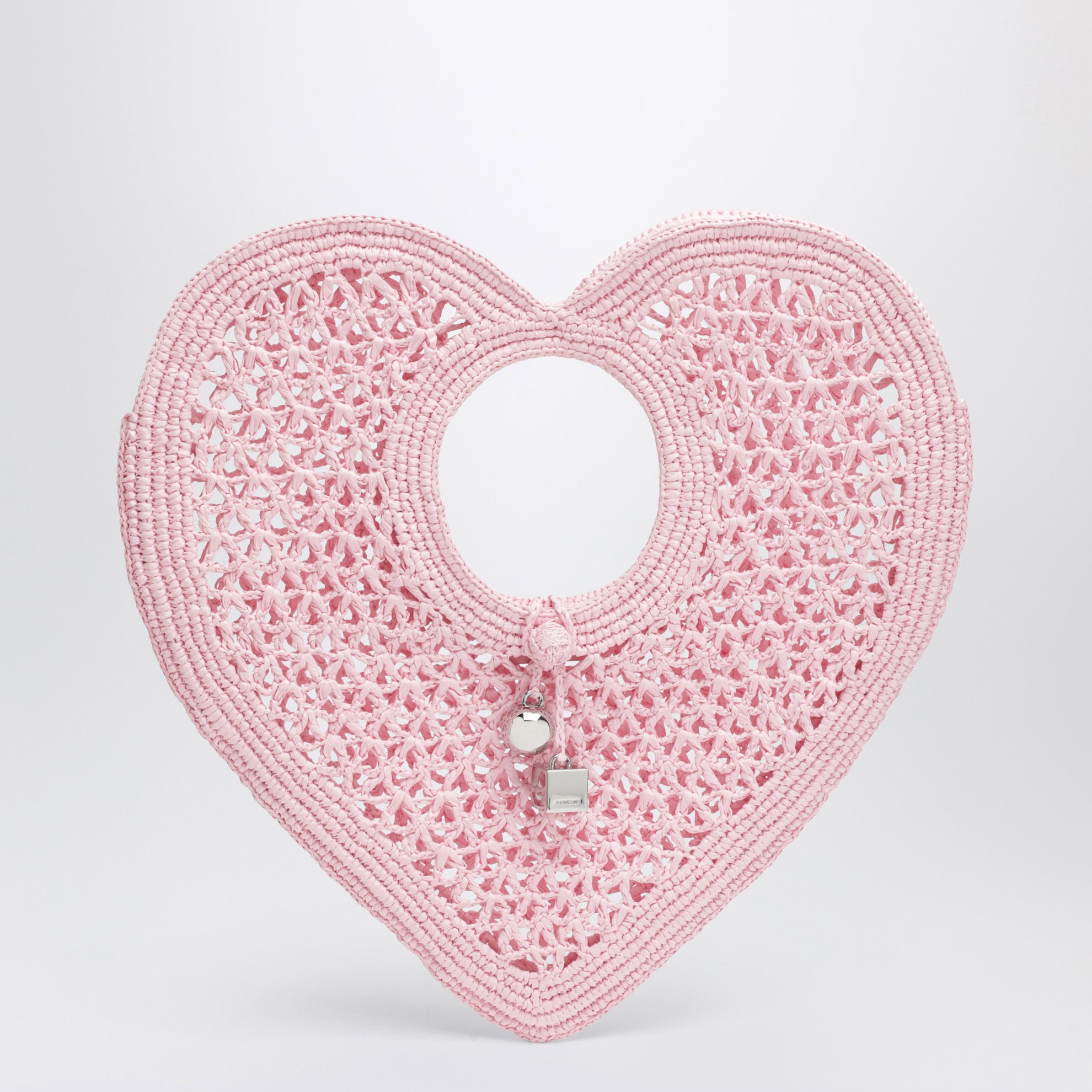 Borsa Spiaggia Coeur in rafia rosa chiaro