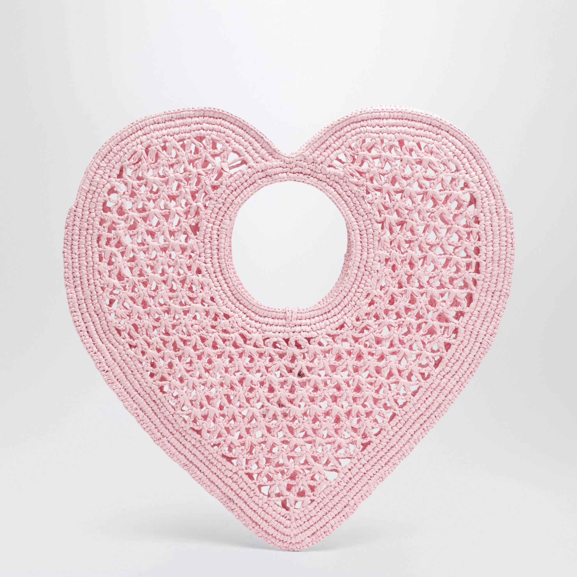 Borsa Spiaggia Coeur in rafia rosa chiaro