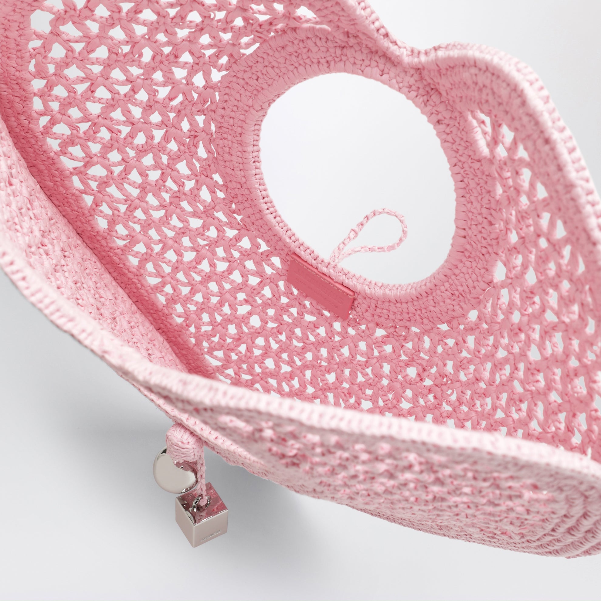 Borsa Spiaggia Coeur in rafia rosa chiaro