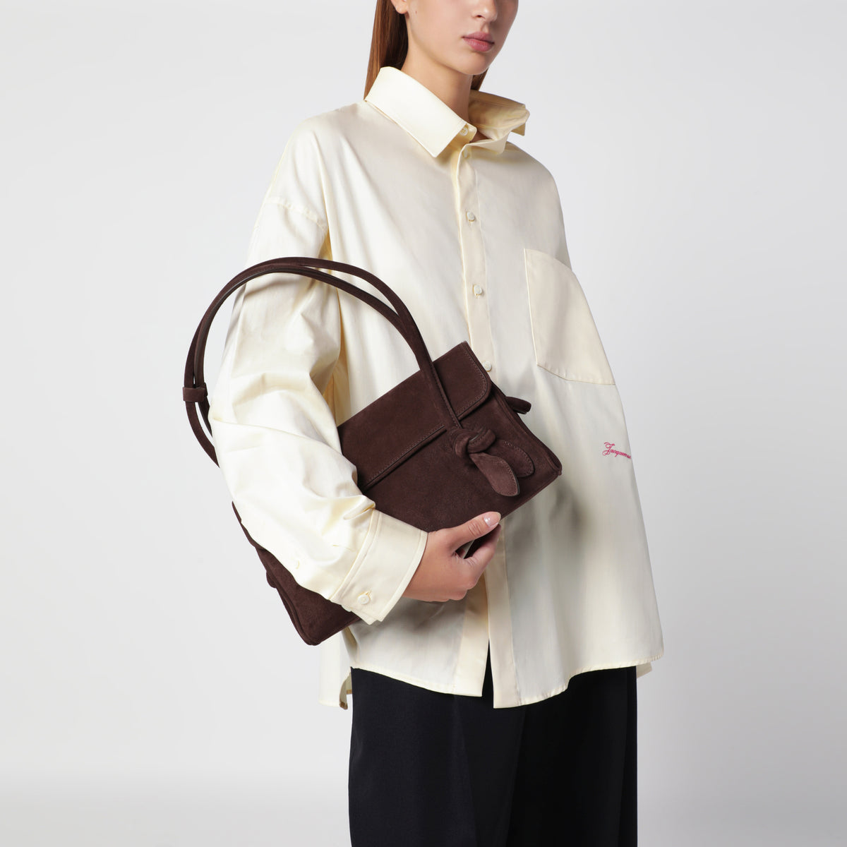 Borsa a spalla Turismo marrone in suede