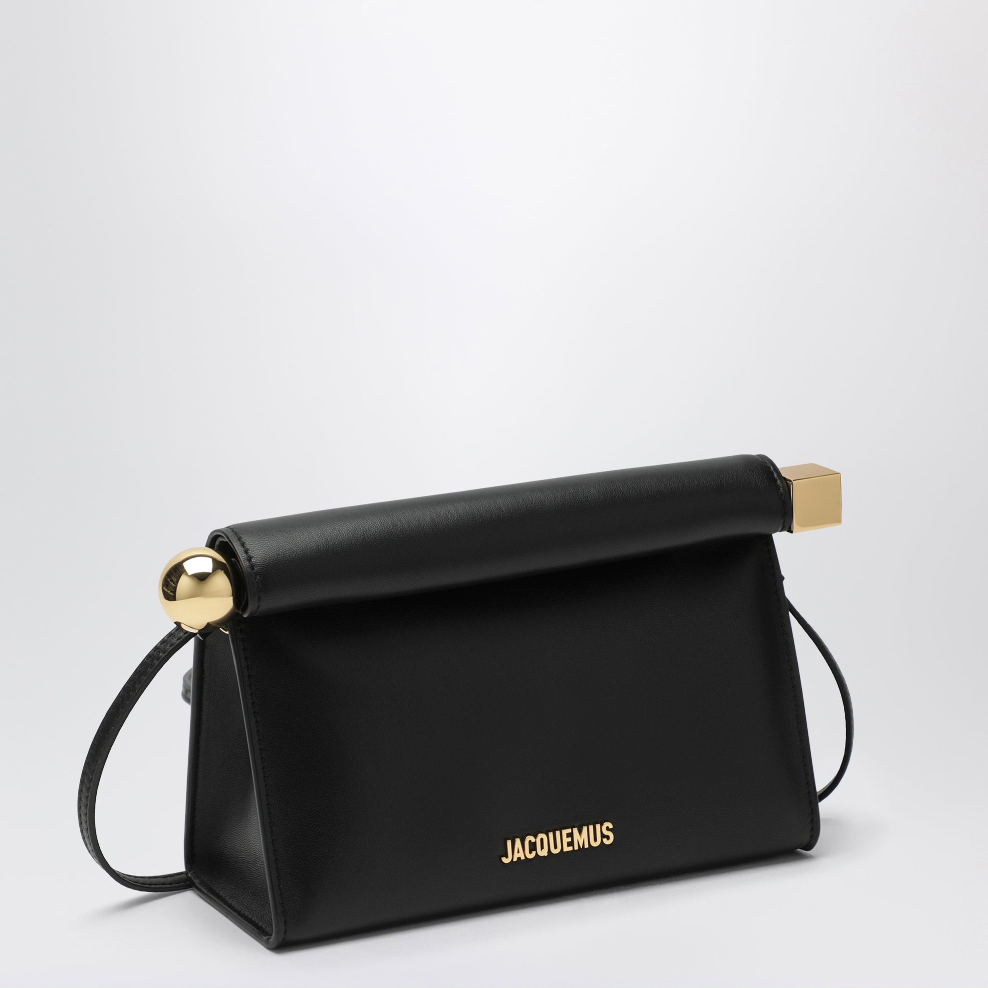Borsa Rond Carré nera in pelle