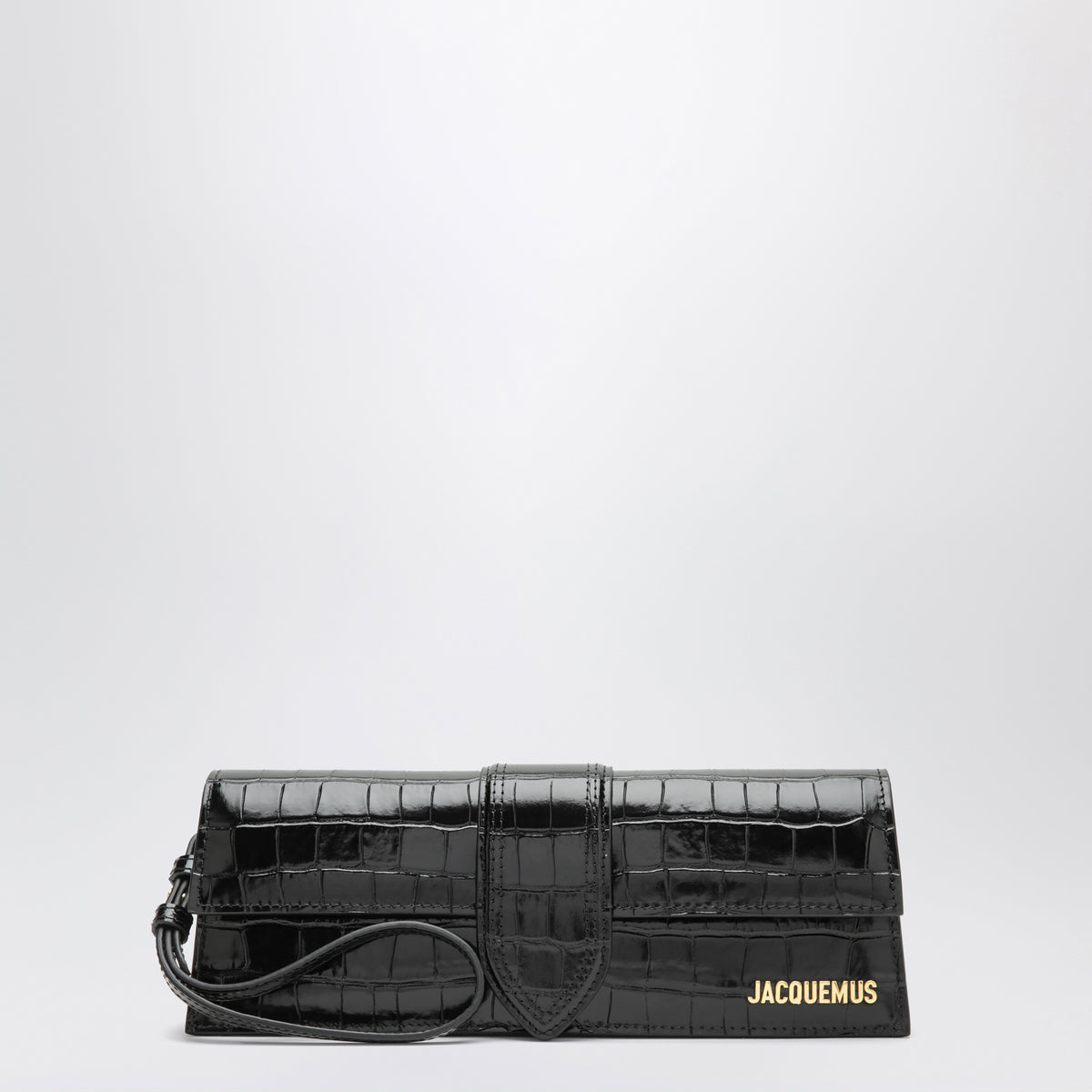 Pochette Le Bambino nera in pelle effetto coccodrillo