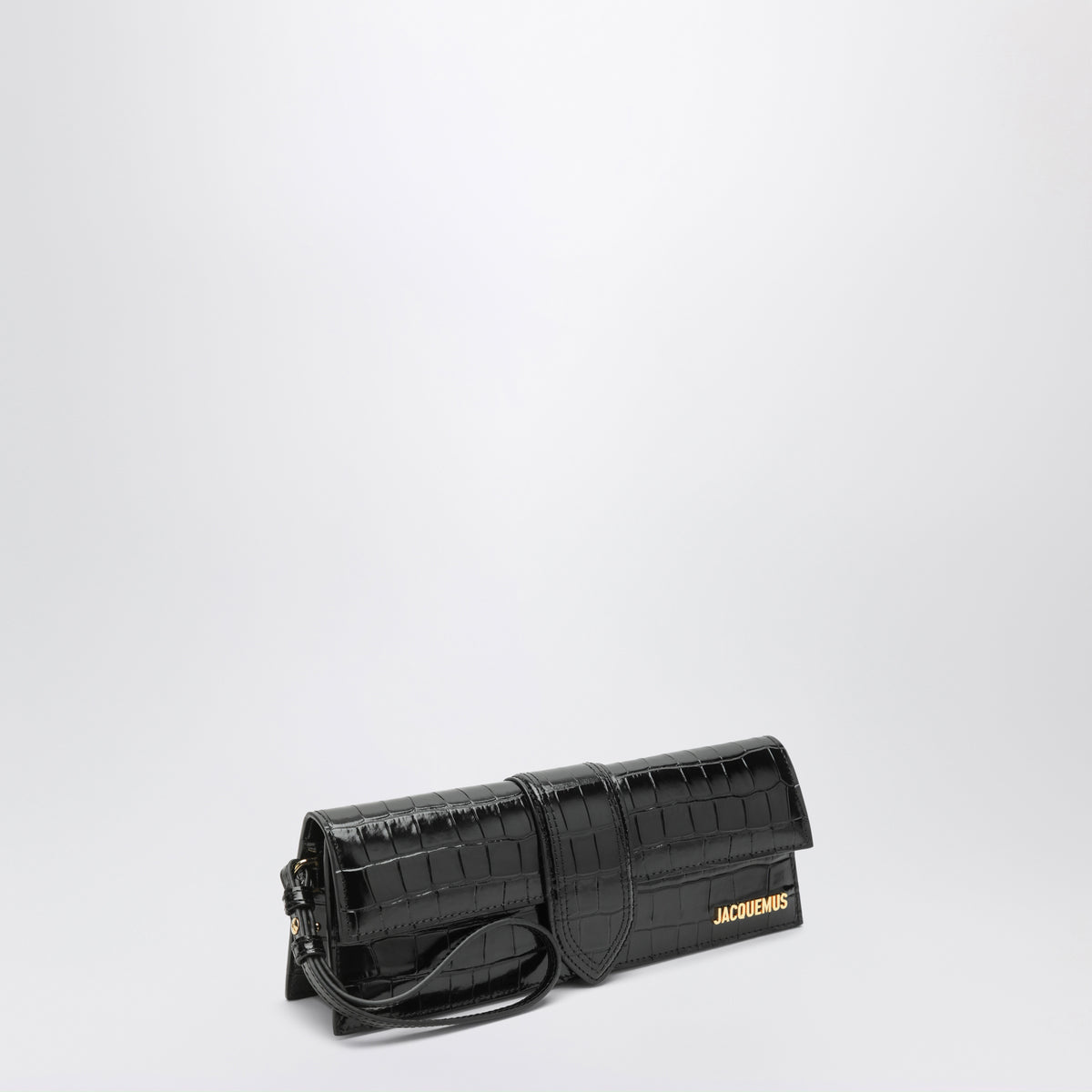 Pochette Le Bambino nera in pelle effetto coccodrillo