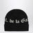 Black wool beanie with logo intarsia