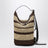 Borsa a secchiello Loop in rafia cioccolato/naturale
