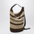 Borsa a secchiello Loop in rafia cioccolato/naturale