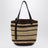 Loop Tasche aus Raffia mit Streifen in Schokolade/Natur