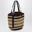 Loop Tasche aus Raffia mit Streifen in Schokolade/Natur