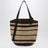 Loop Tasche aus Raffia mit Streifen in Schokolade/Natur