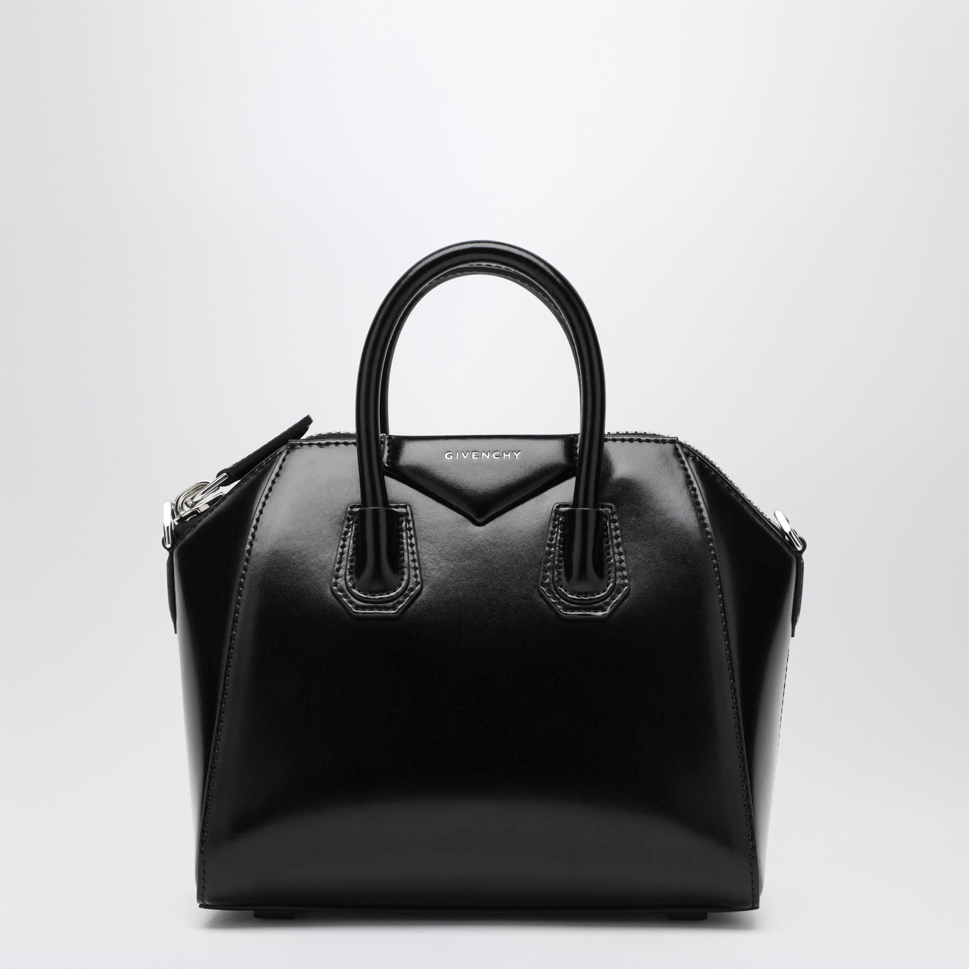 Mini Antigona Tasche in schwarzem Leder