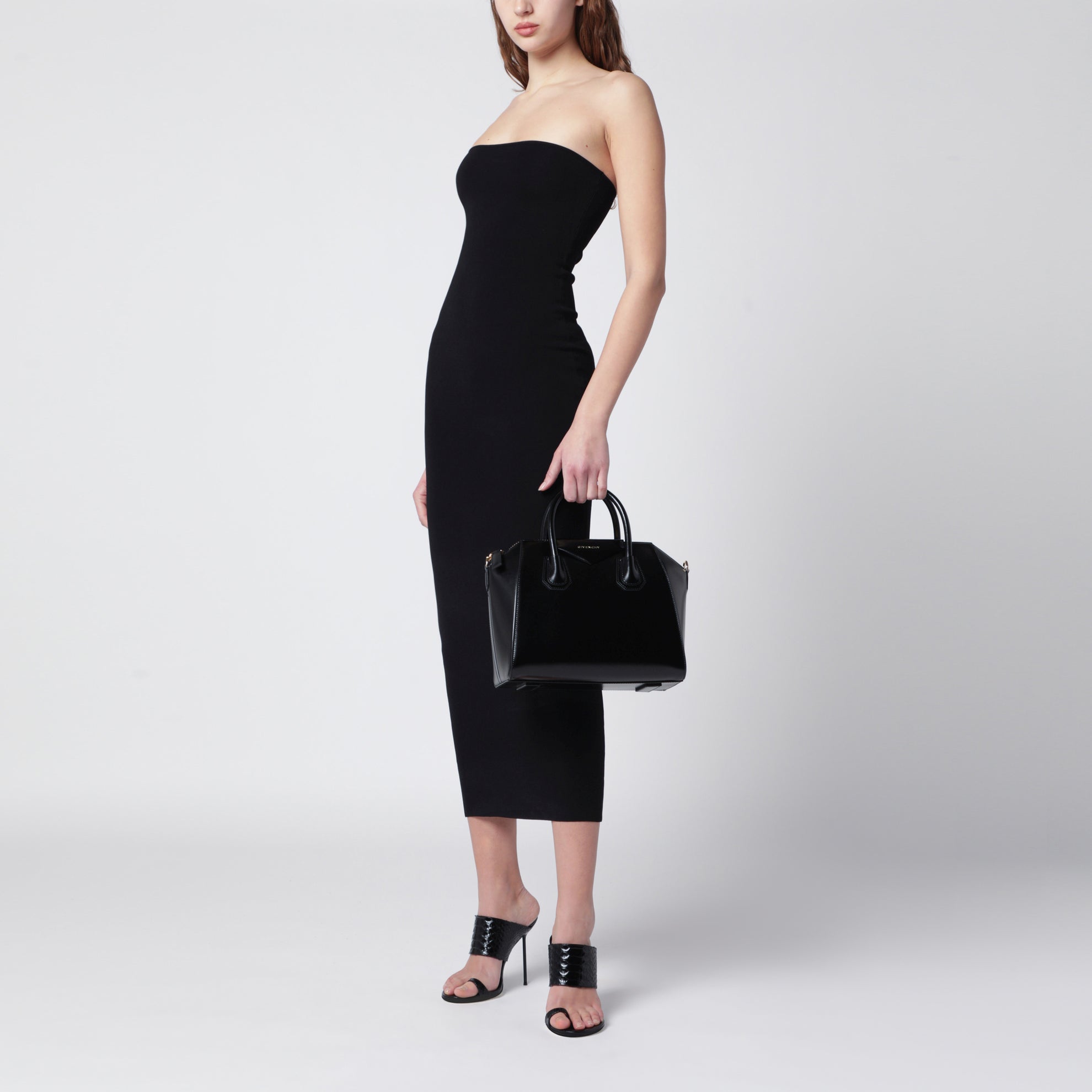 Borsa Antigona piccola nera in pelle