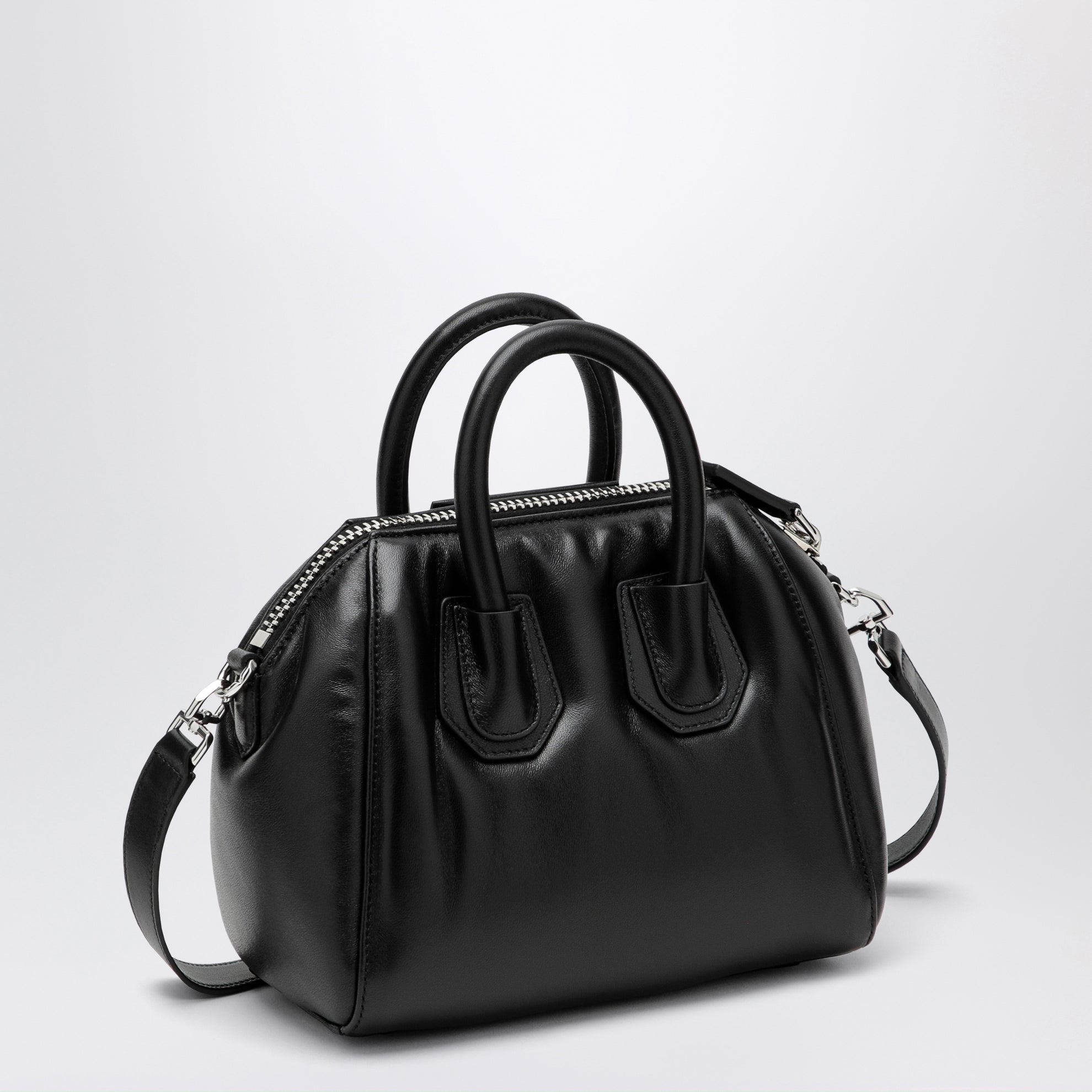 Mini sac cabas Antigona en cuir noir