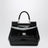 Sicily small black patent leather top-handle bag