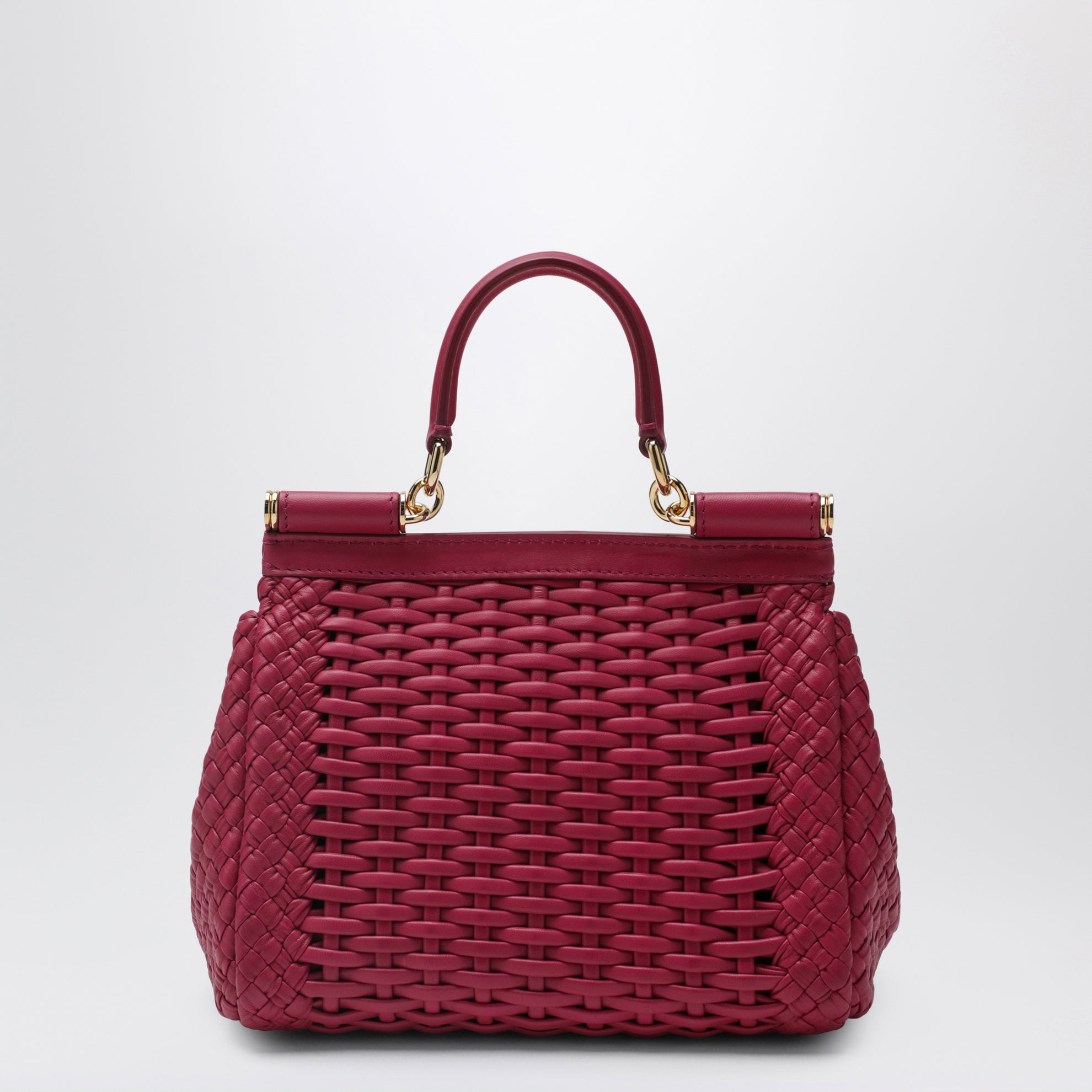 Small Sicily handbag in woven nappa leather, hibiscus