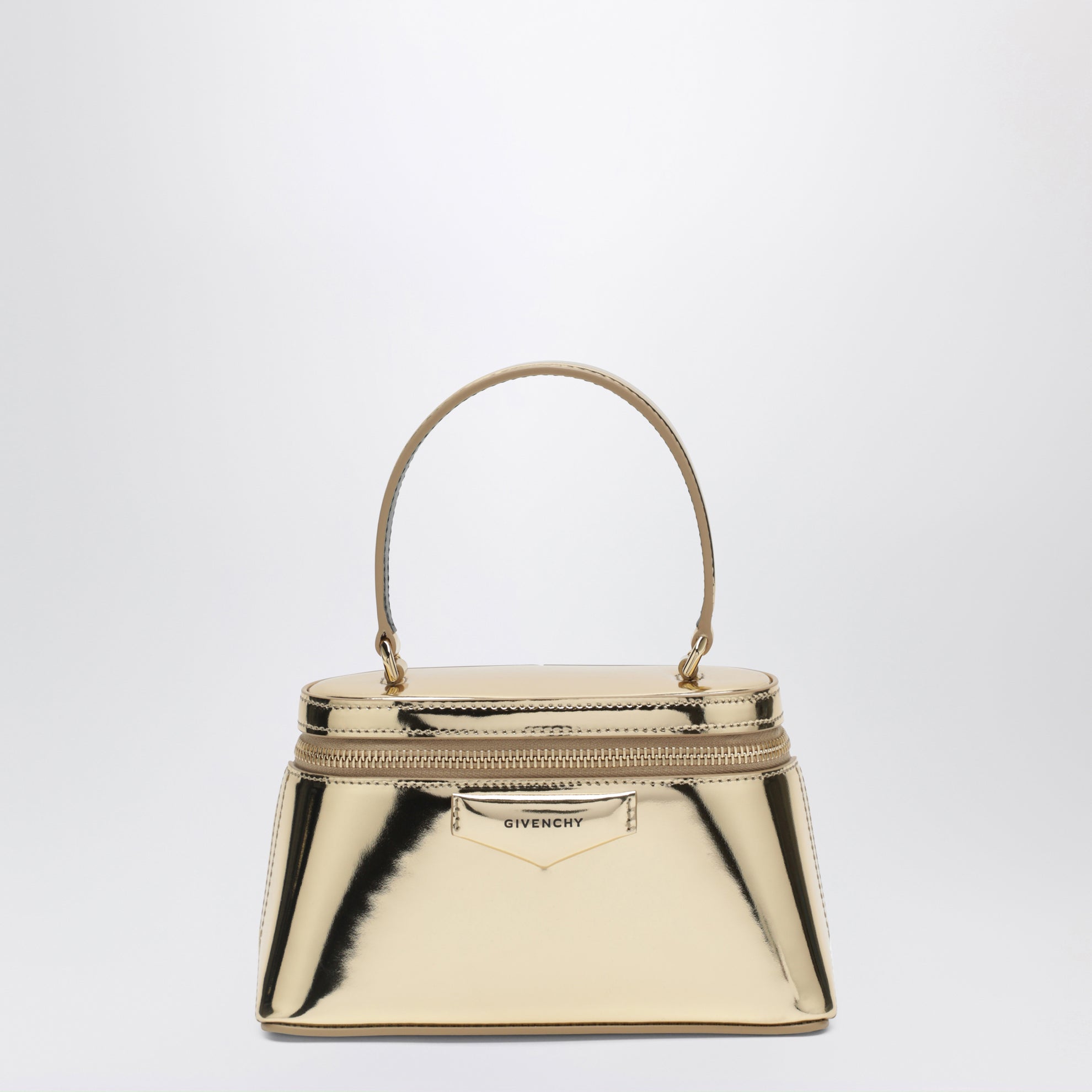 Trousse Antigona dorée en cuir effet miroir