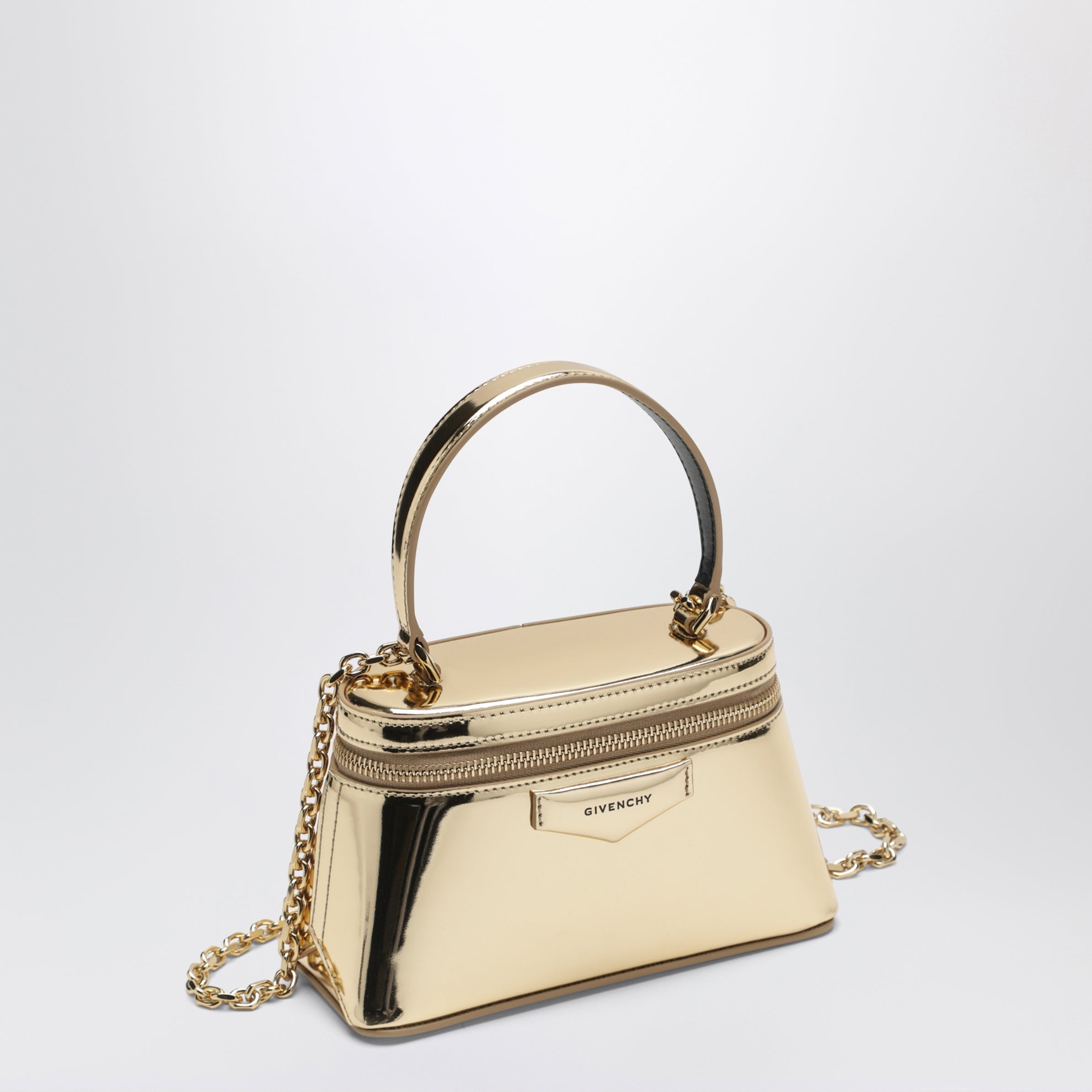 Trousse Antigona dorée en cuir effet miroir