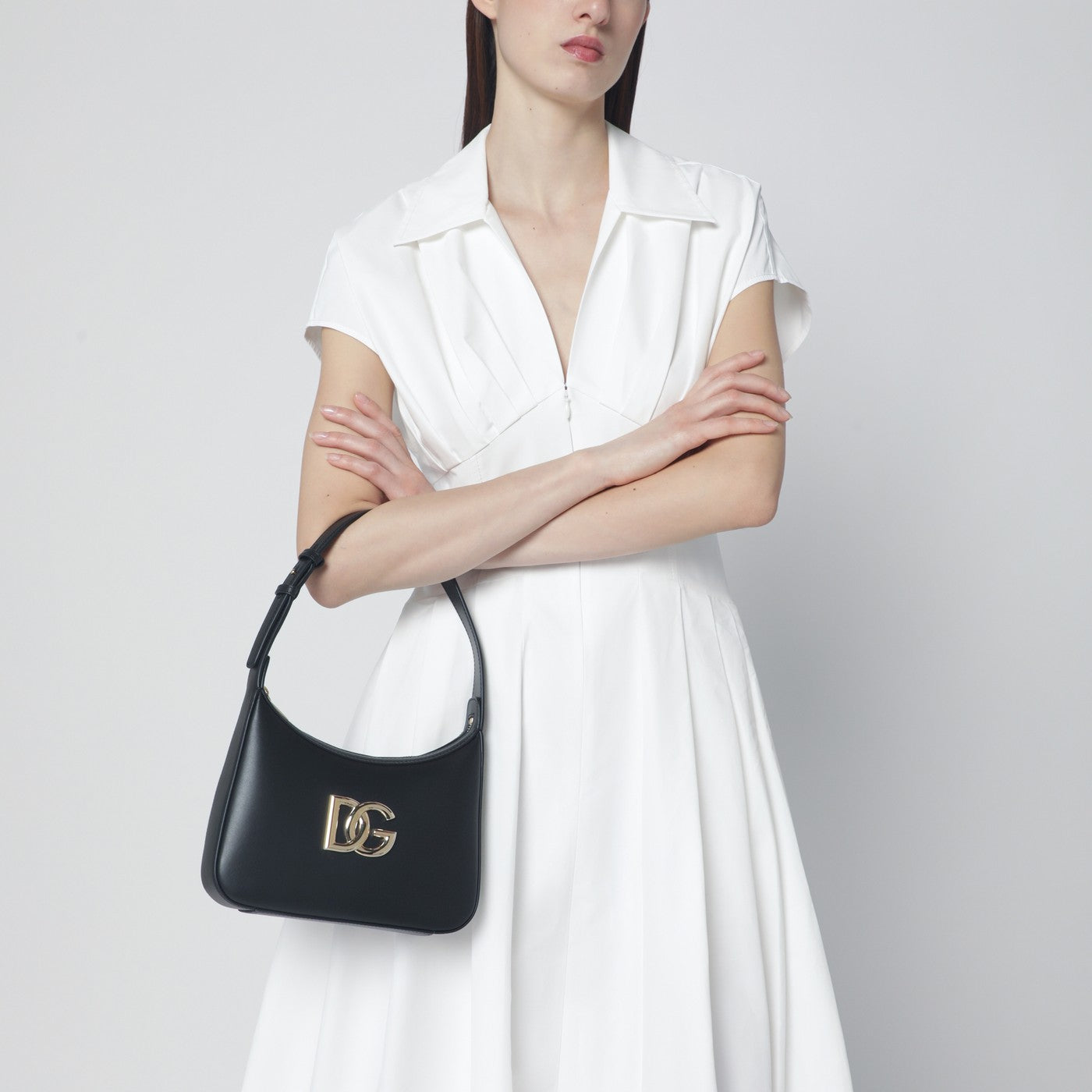 Borsa a spalla 3.5 nera in pelle
