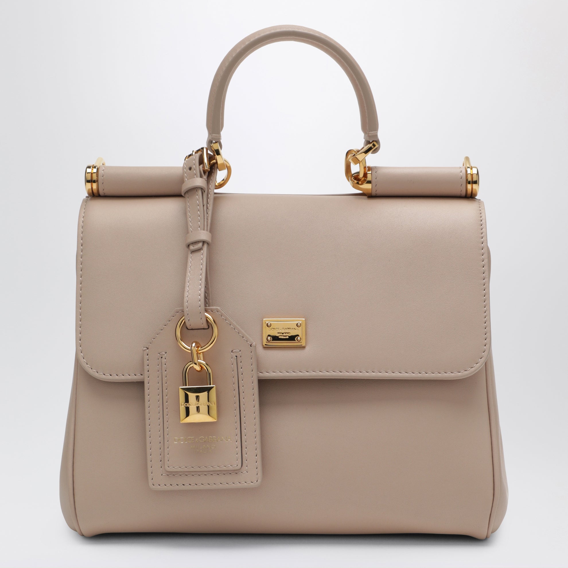 Borsa My Sicily piccola color nude in pelle plongé
