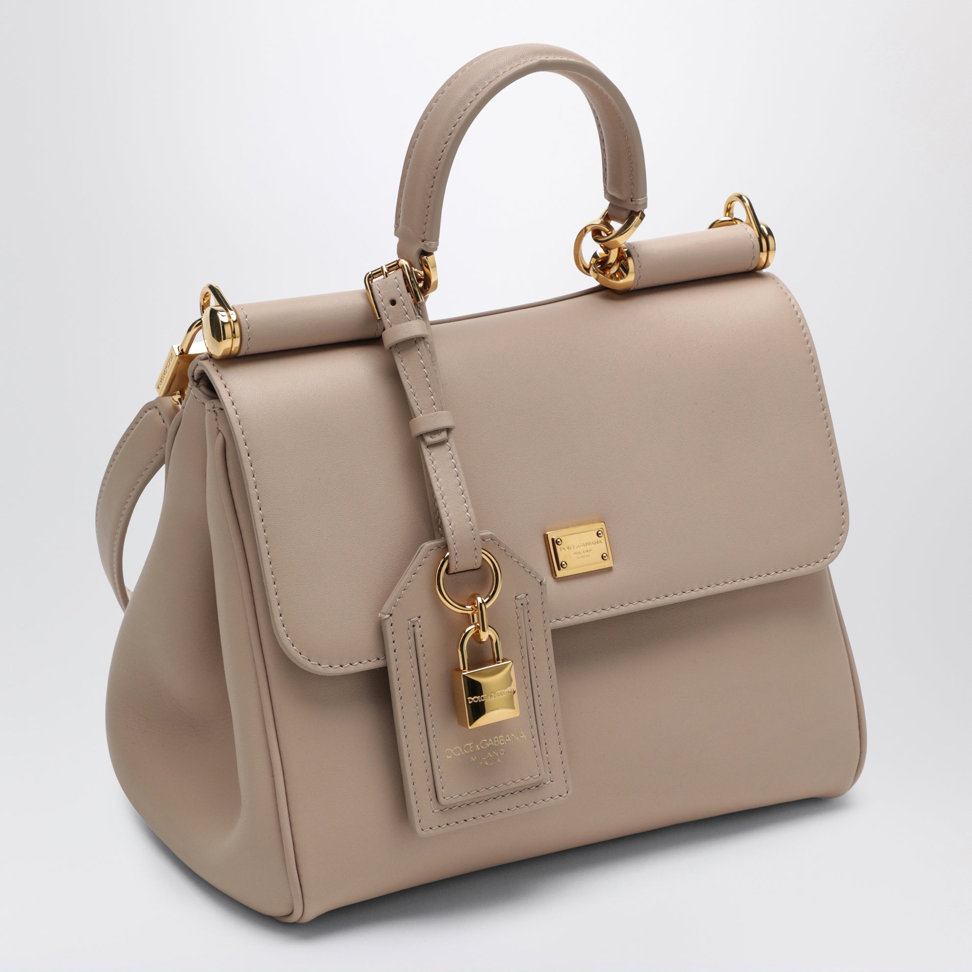 Borsa My Sicily piccola color nude in pelle plongé