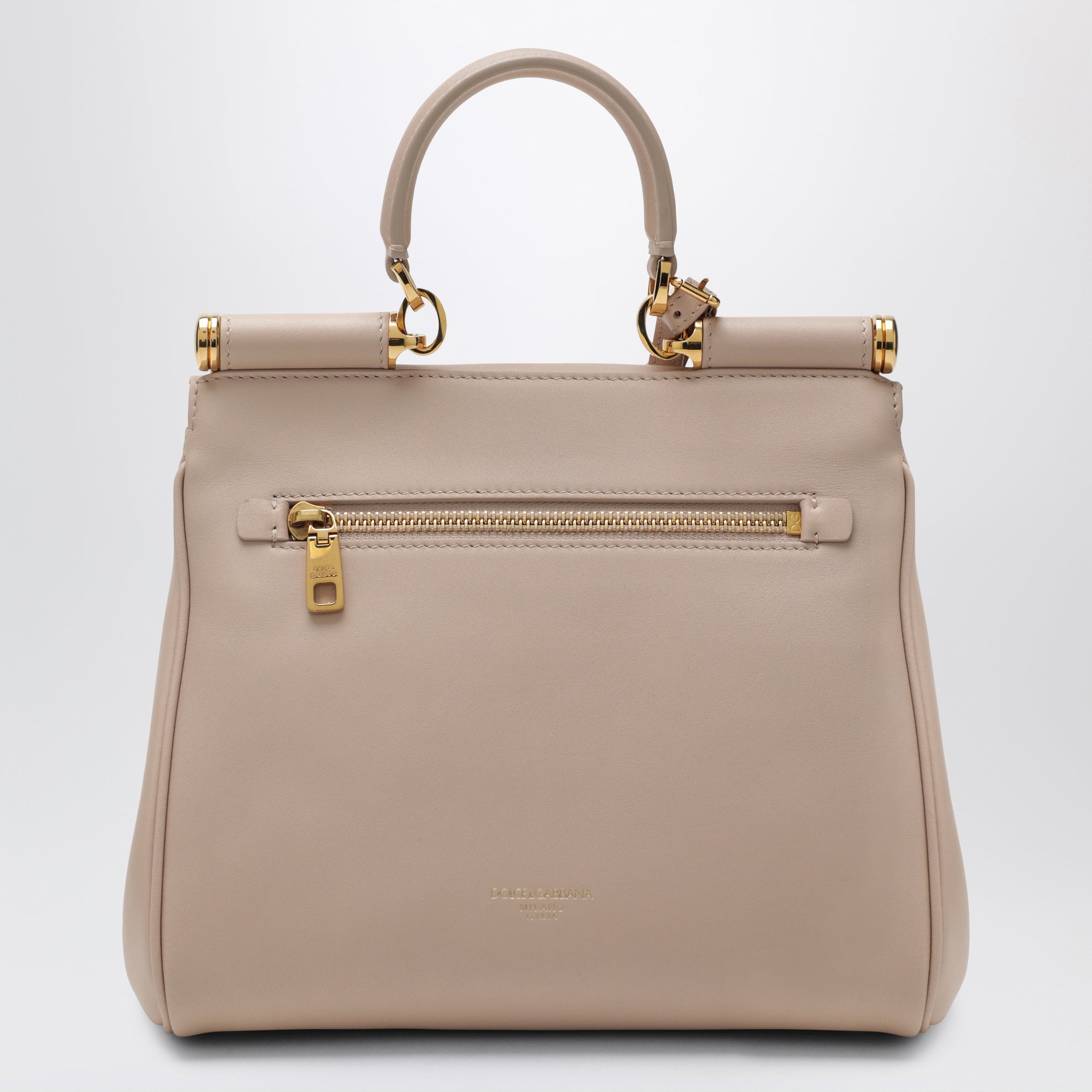 Borsa My Sicily piccola color nude in pelle plongé