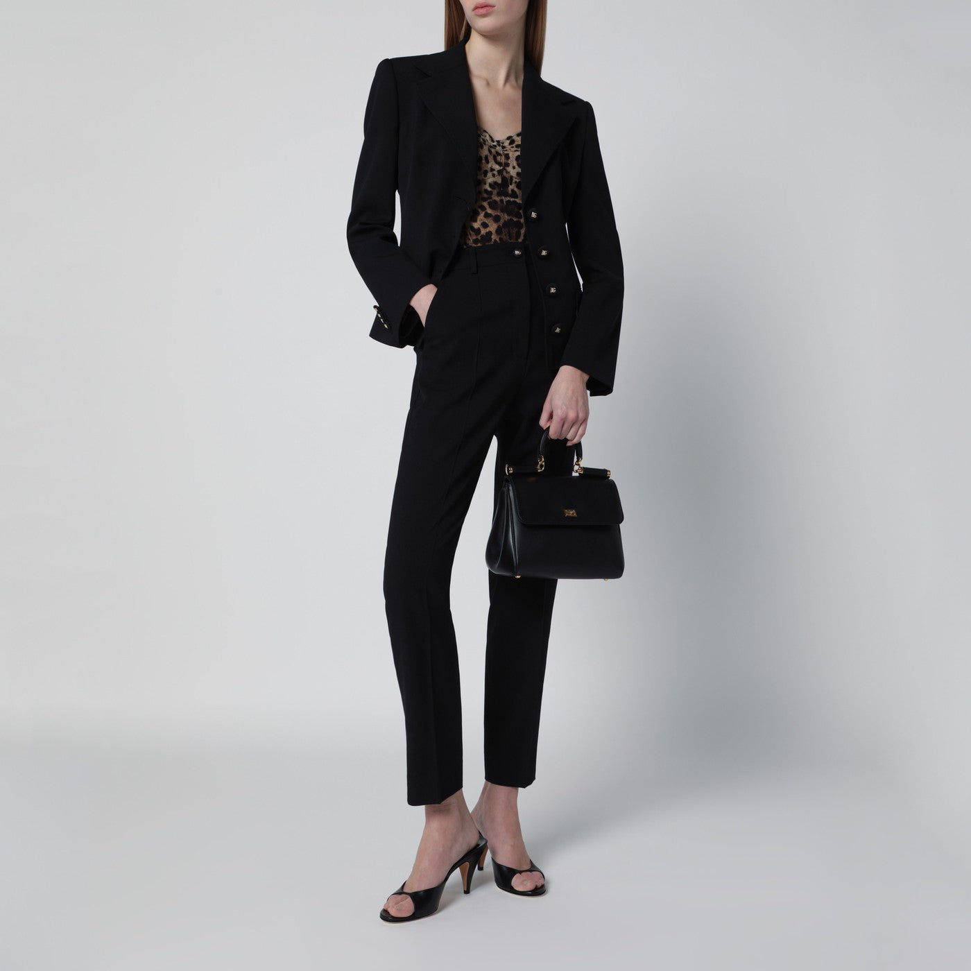 Schultertasche Meine Sizilien aus schwarzem Leder