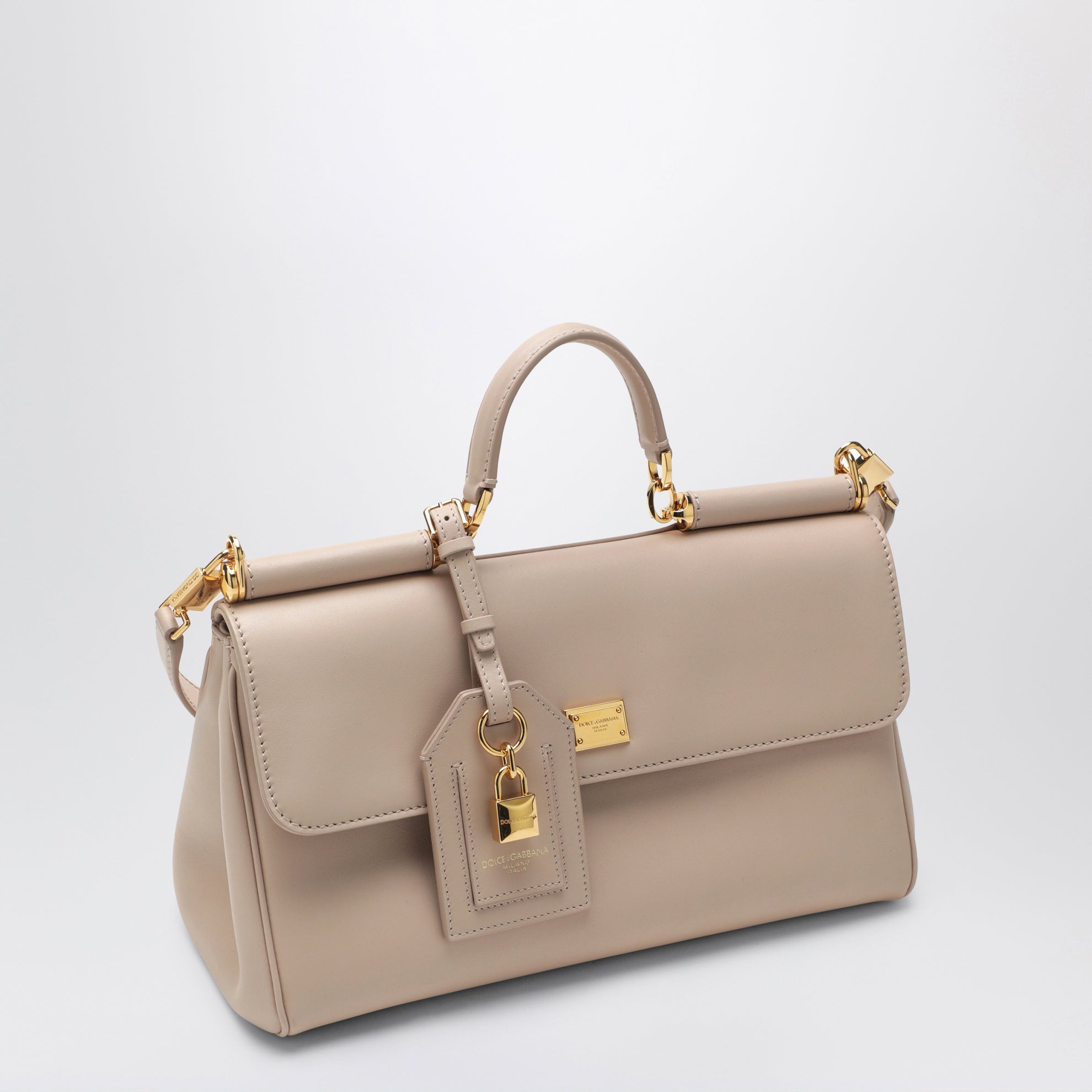 My Sicily mittelgroße Tasche in Nude aus Plongé-Leder