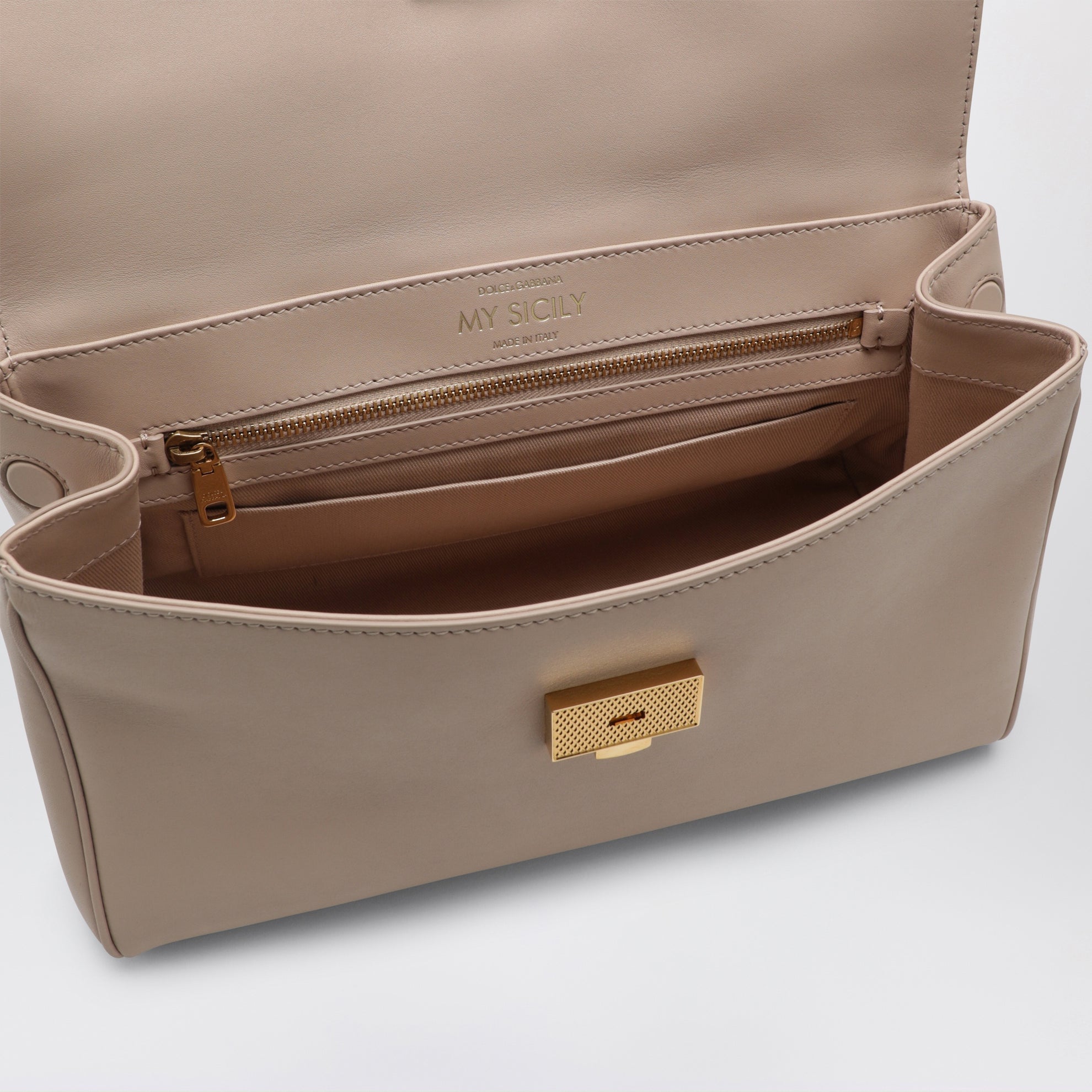 My Sicily mittelgroße Tasche in Nude aus Plongé-Leder
