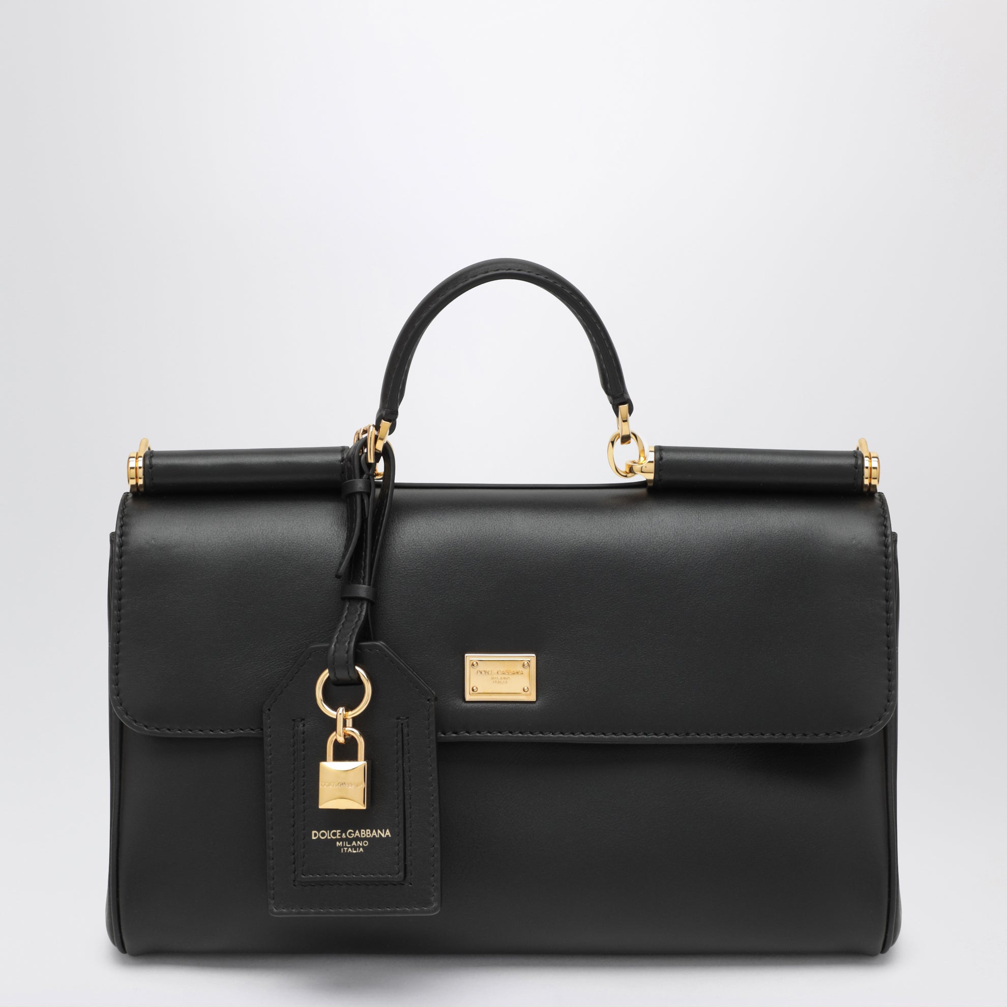 Borsa My Sicily media nera in pelle plongé