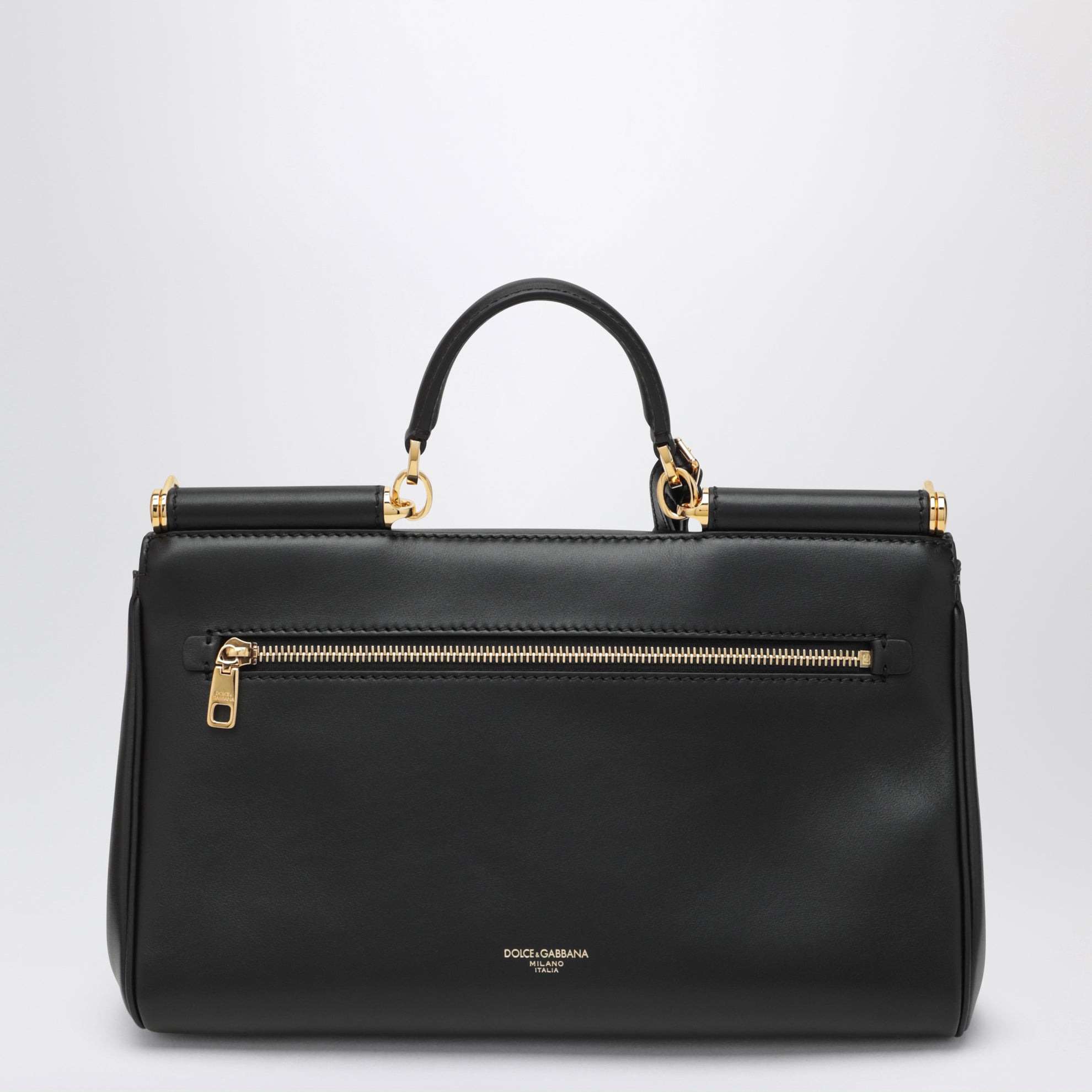 Borsa My Sicily media nera in pelle plongé