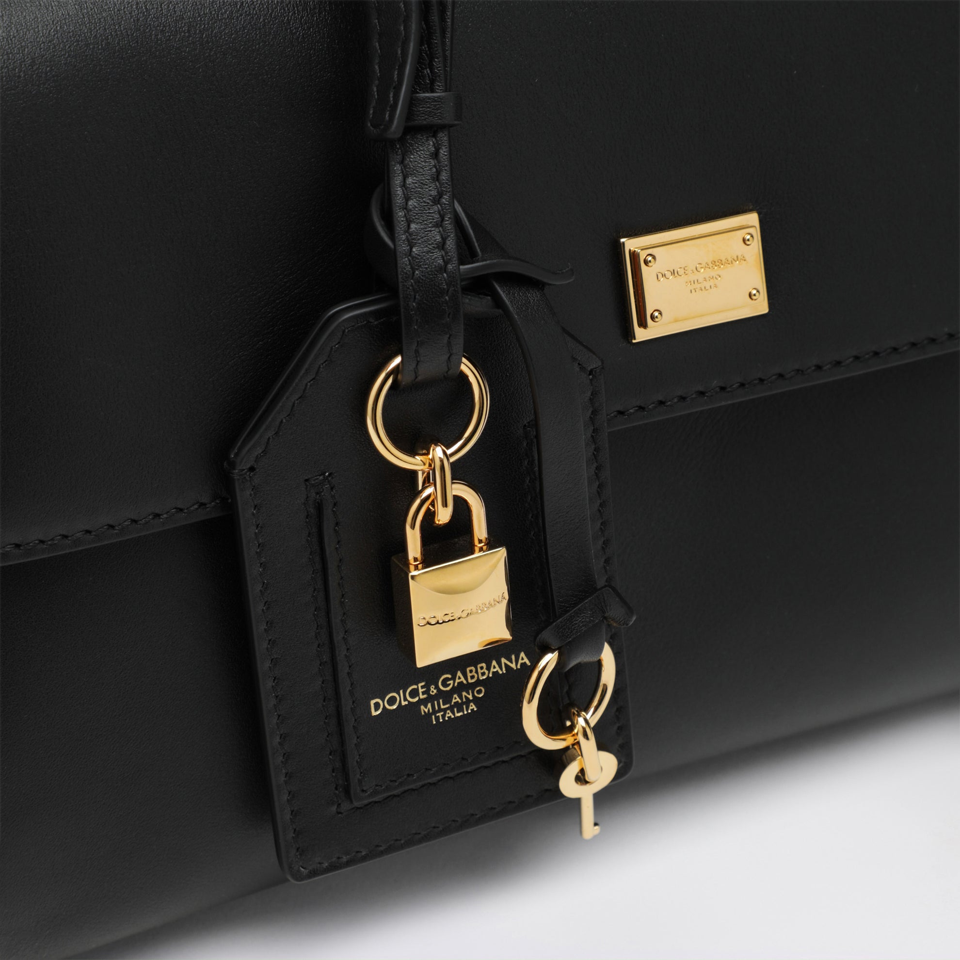 Borsa My Sicily media nera in pelle plongé