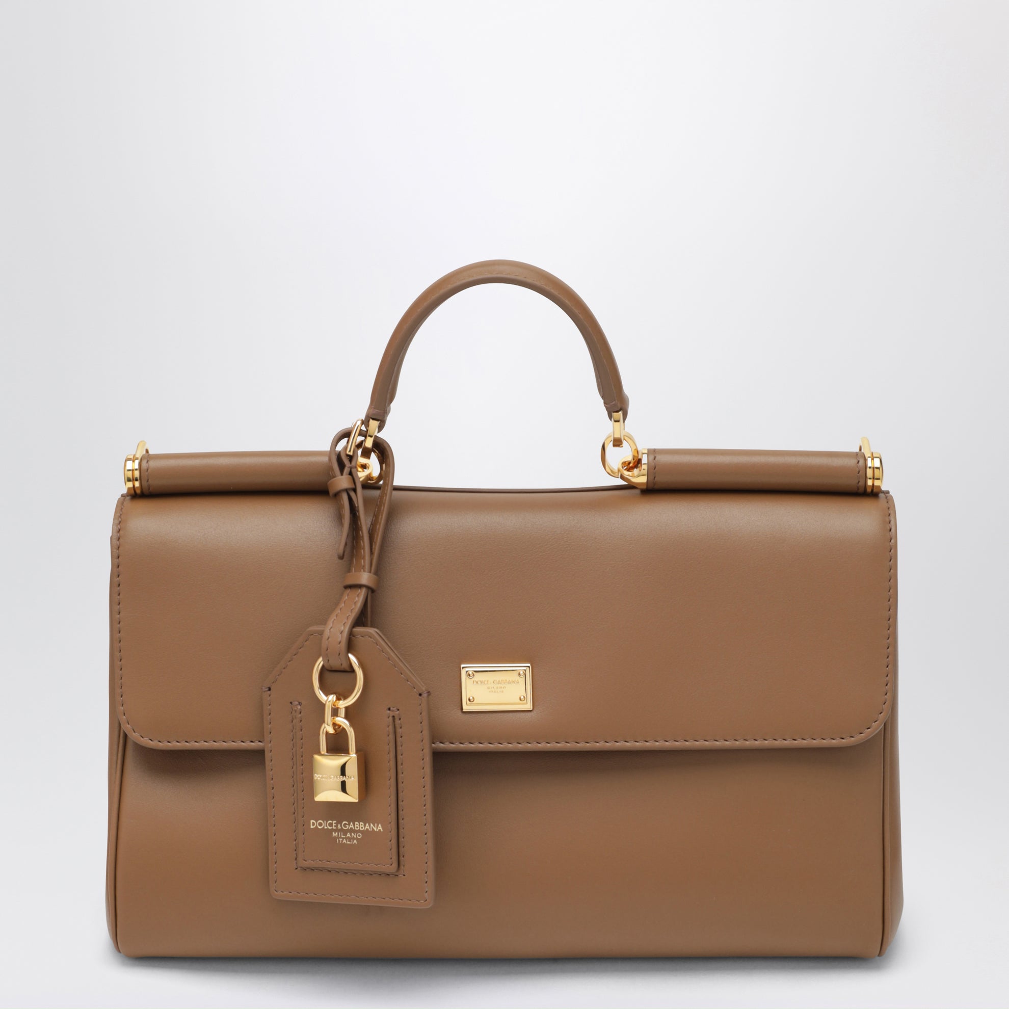 Borsa a mano My Sicily in pelle color caramello