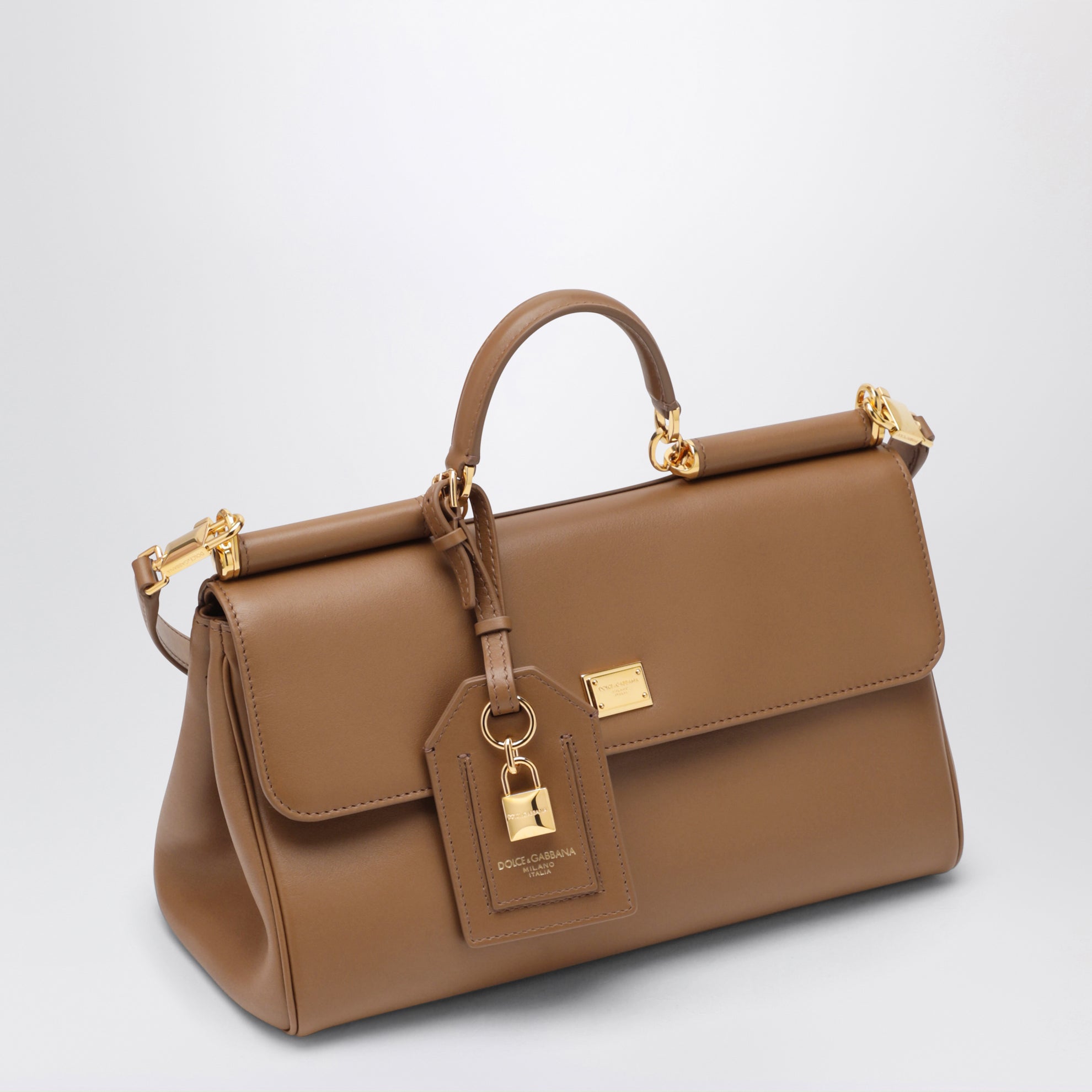 Borsa a mano My Sicily in pelle color caramello