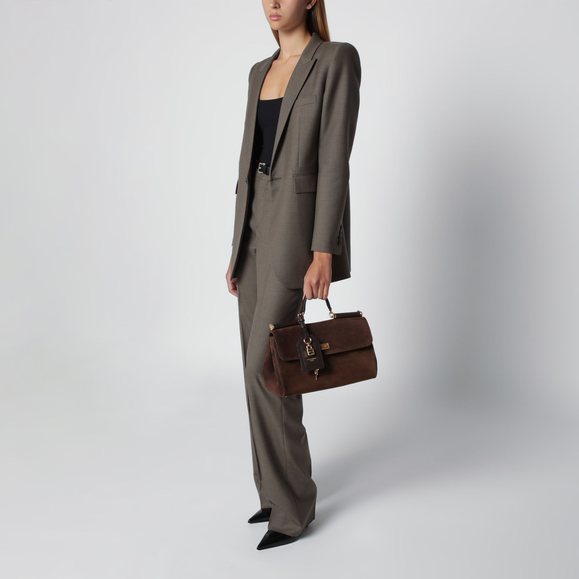 Brown suede leather bag My Sicily
