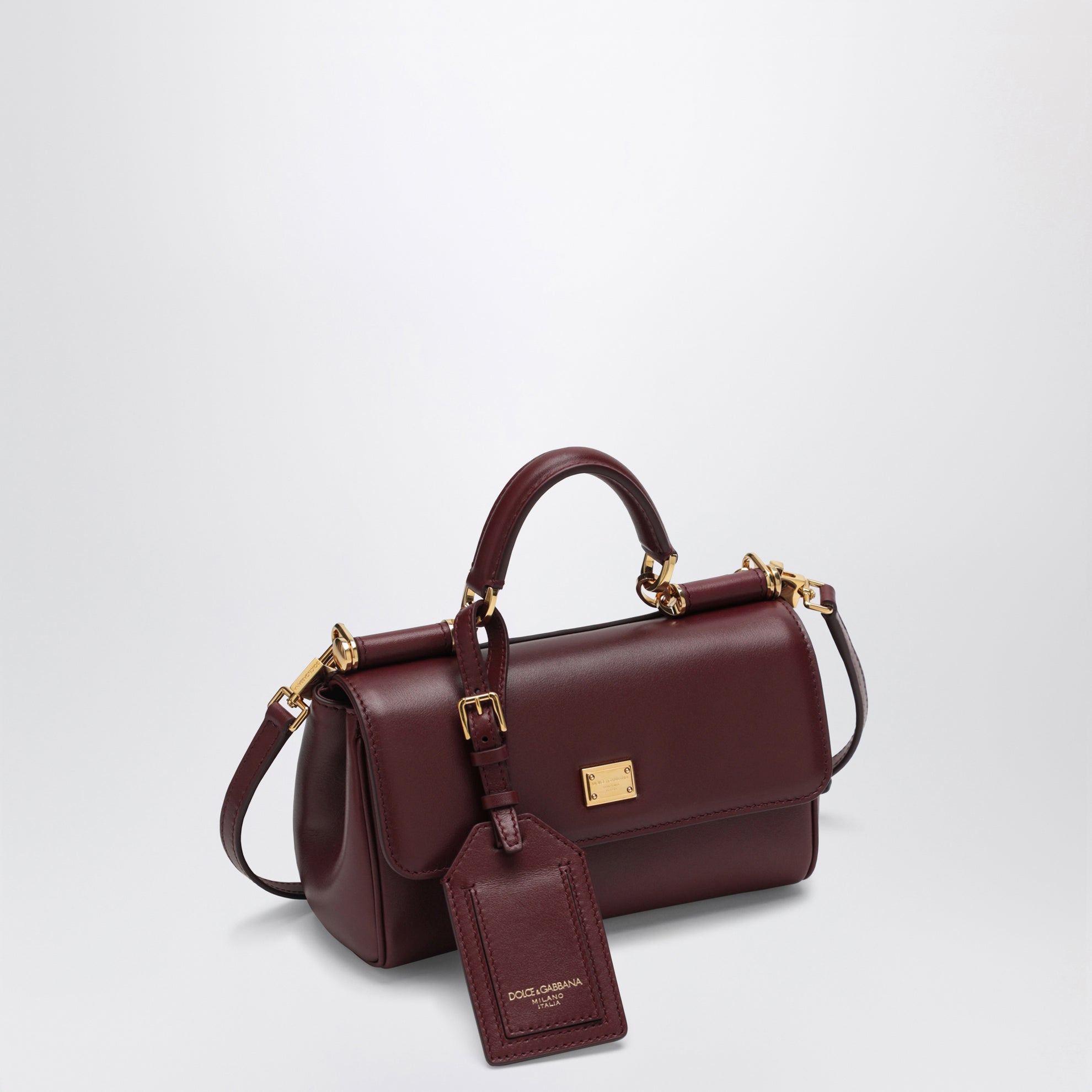 Borsa My Sicily mini bordeaux in pelle plongé