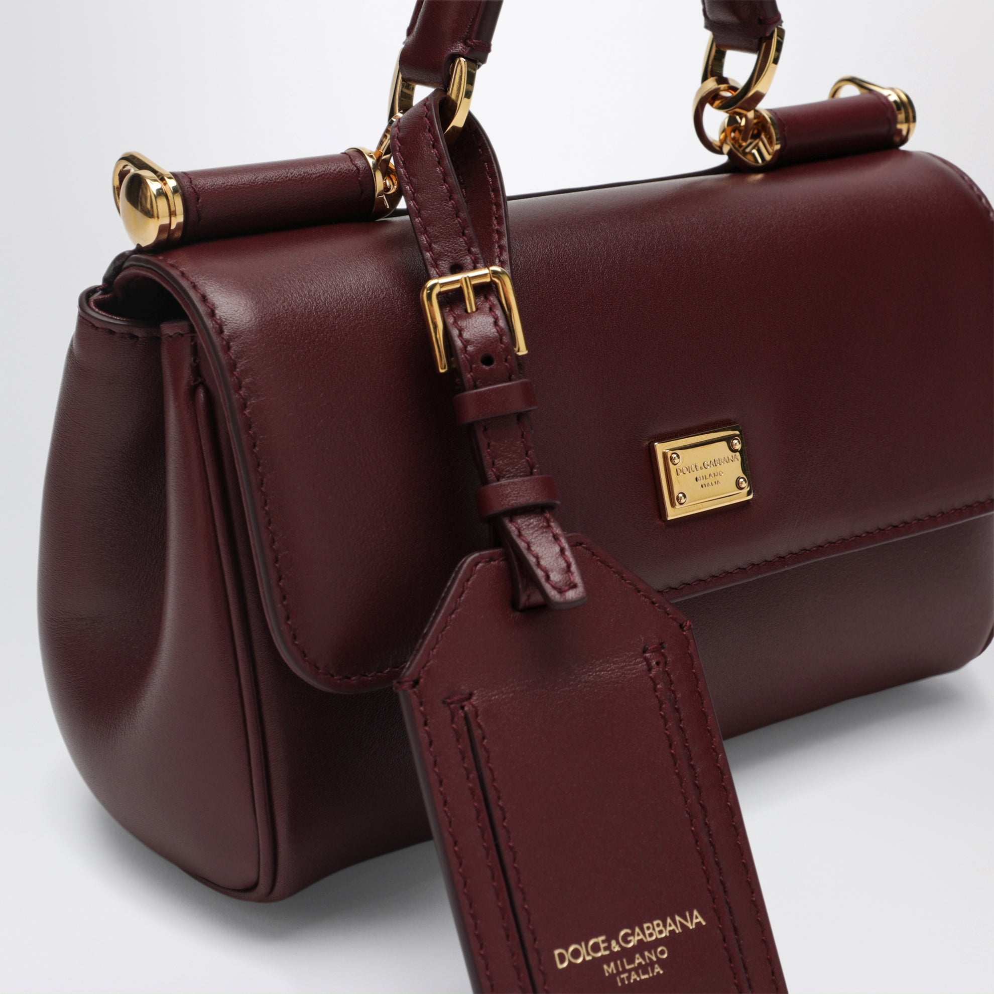 Borsa My Sicily mini bordeaux in pelle plongé
