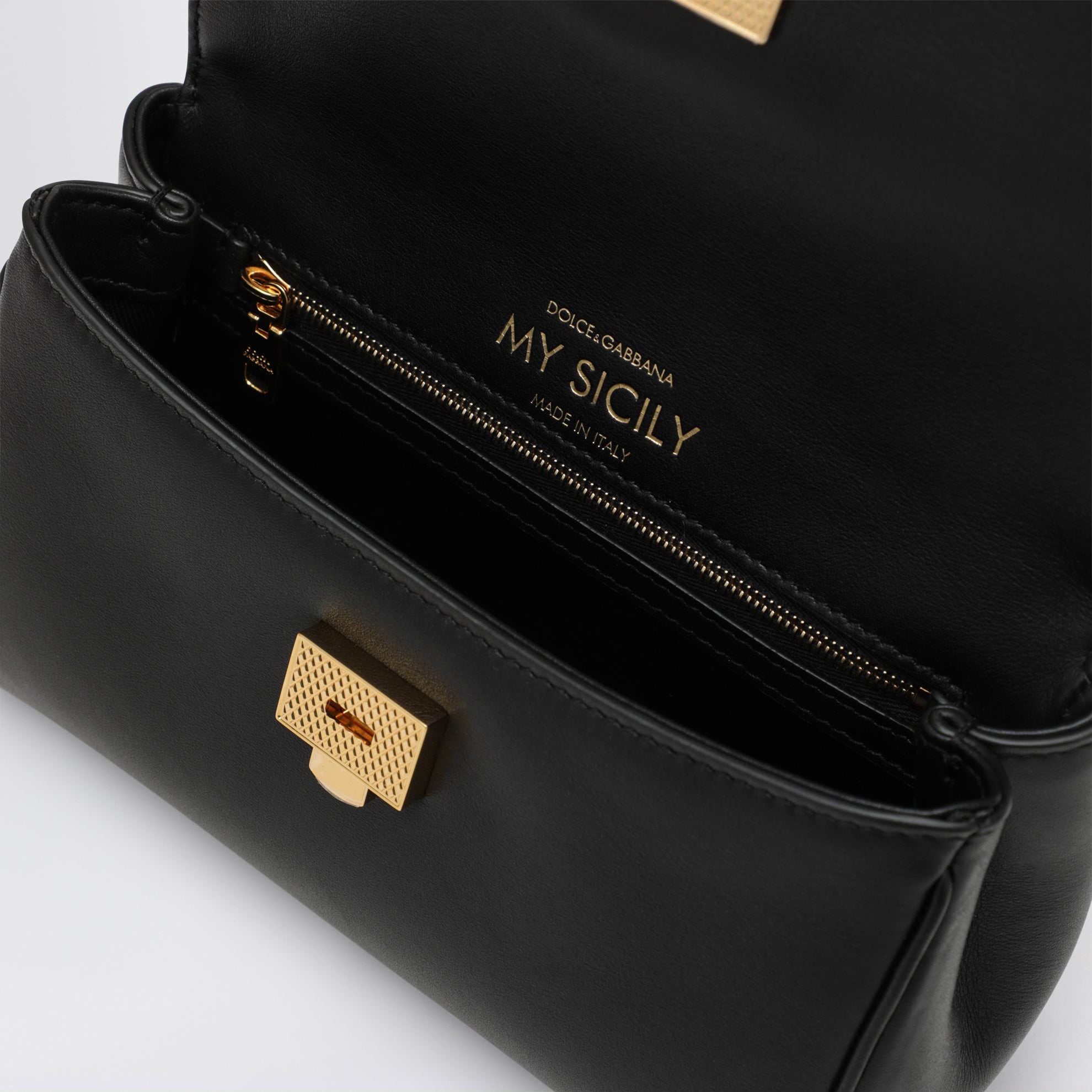 Borsa a mano My Sicily mini in pelle nera
