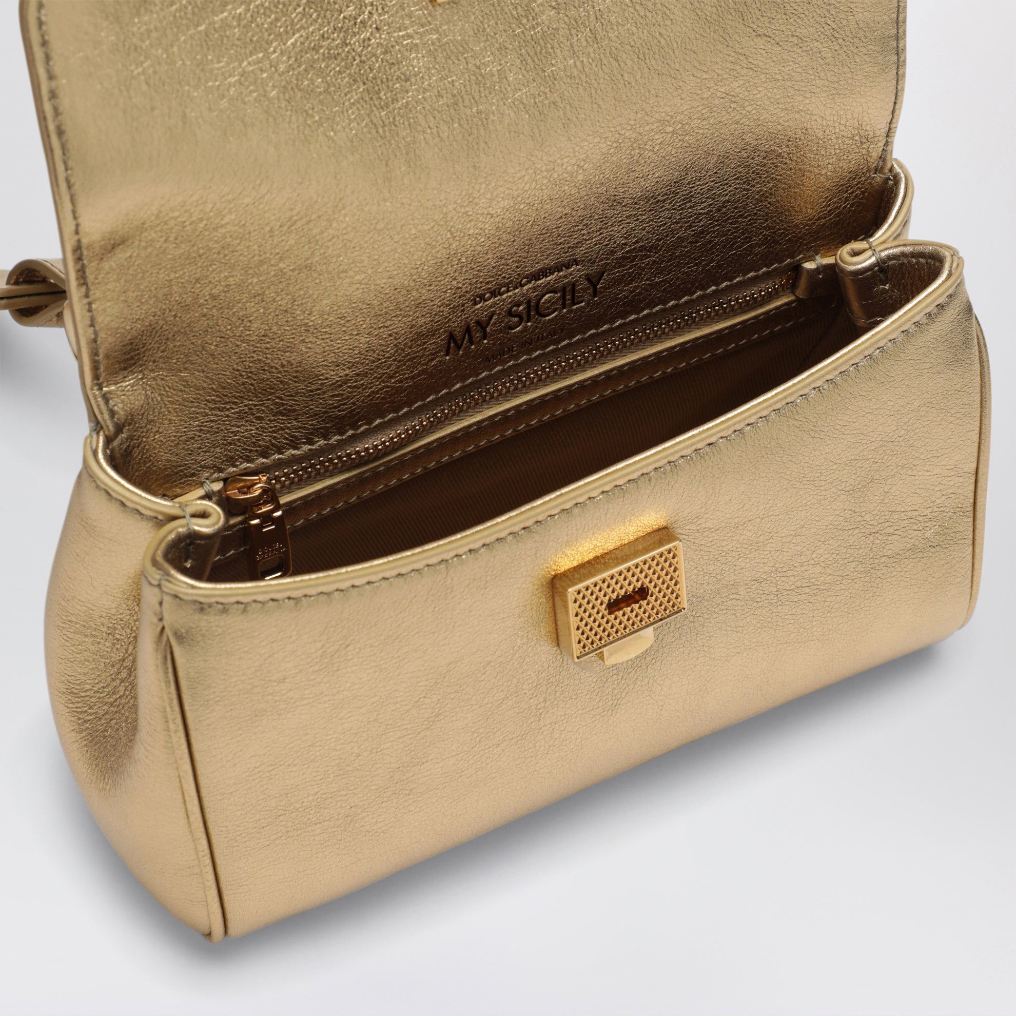 Borsa a mano My Sicily in pelle di vitello oro