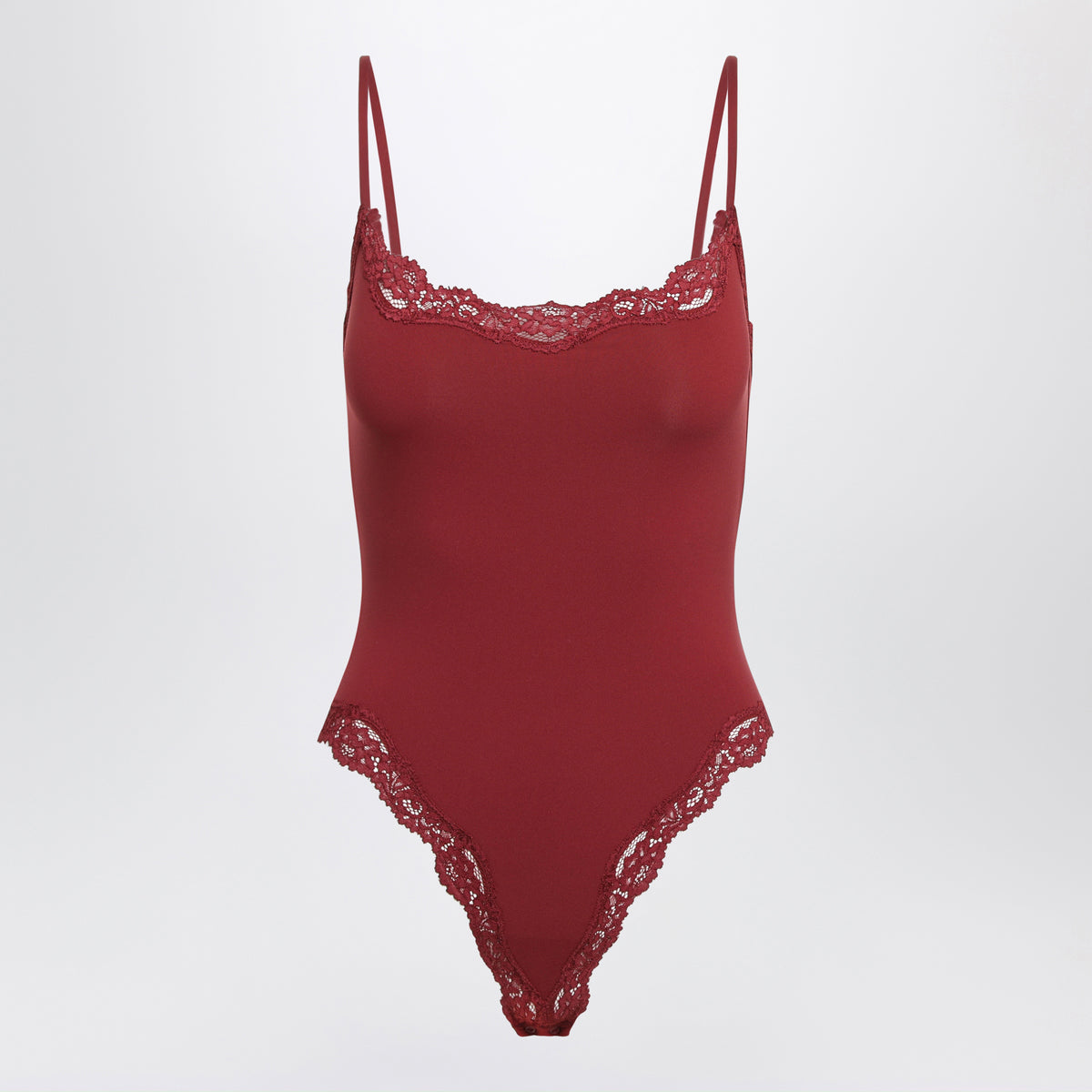 Body canotta Fits Everybody bordeaux in pizzo elasticizzato