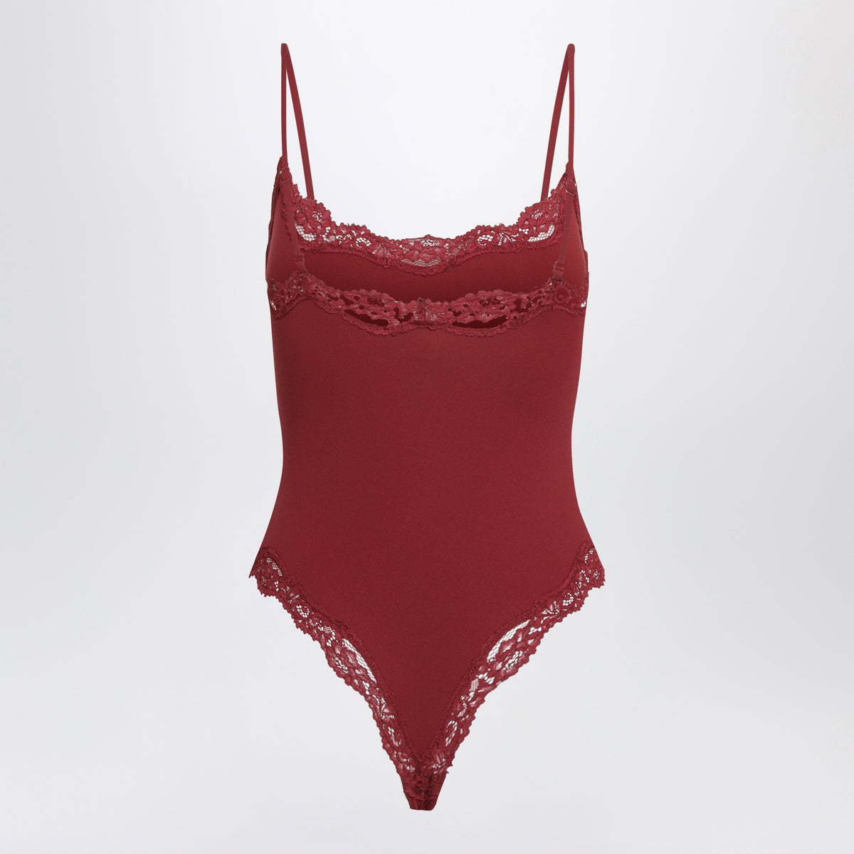Body canotta Fits Everybody bordeaux in pizzo elasticizzato