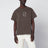 Brown vintage-effect T-shirt with embroidered logo