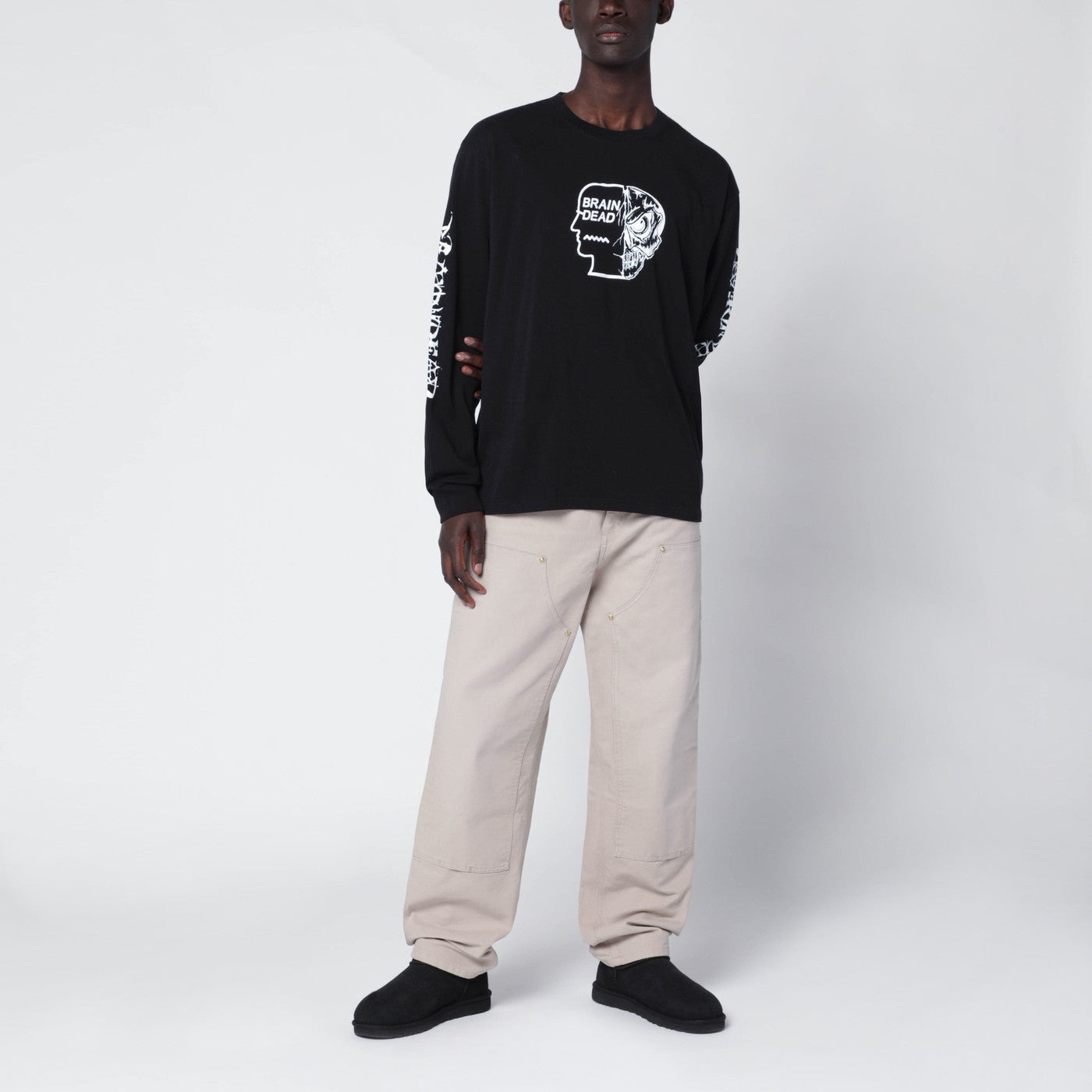 Black sweatshirt with logo prints