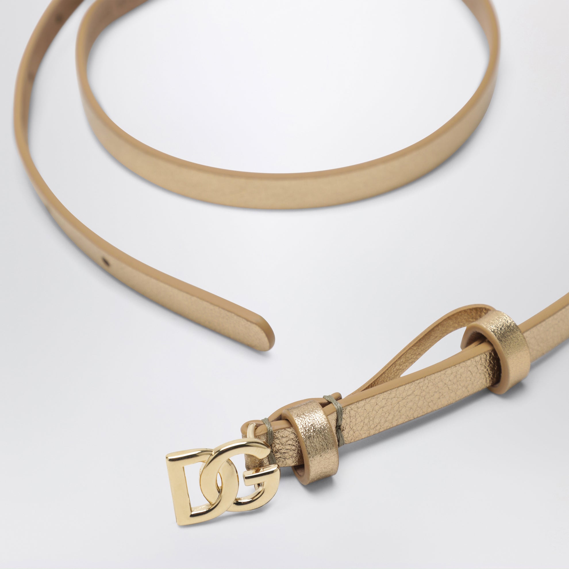 Ceinture Happy Garden en cuir de veau doré