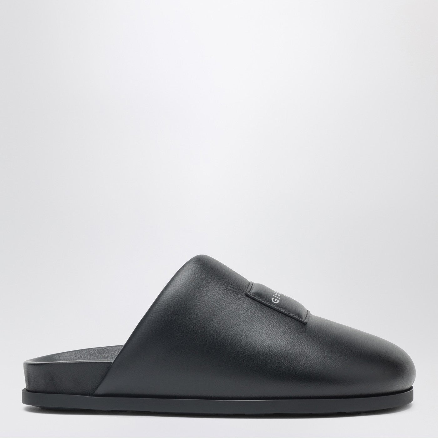 Mules plates Label noires en cuir nappa