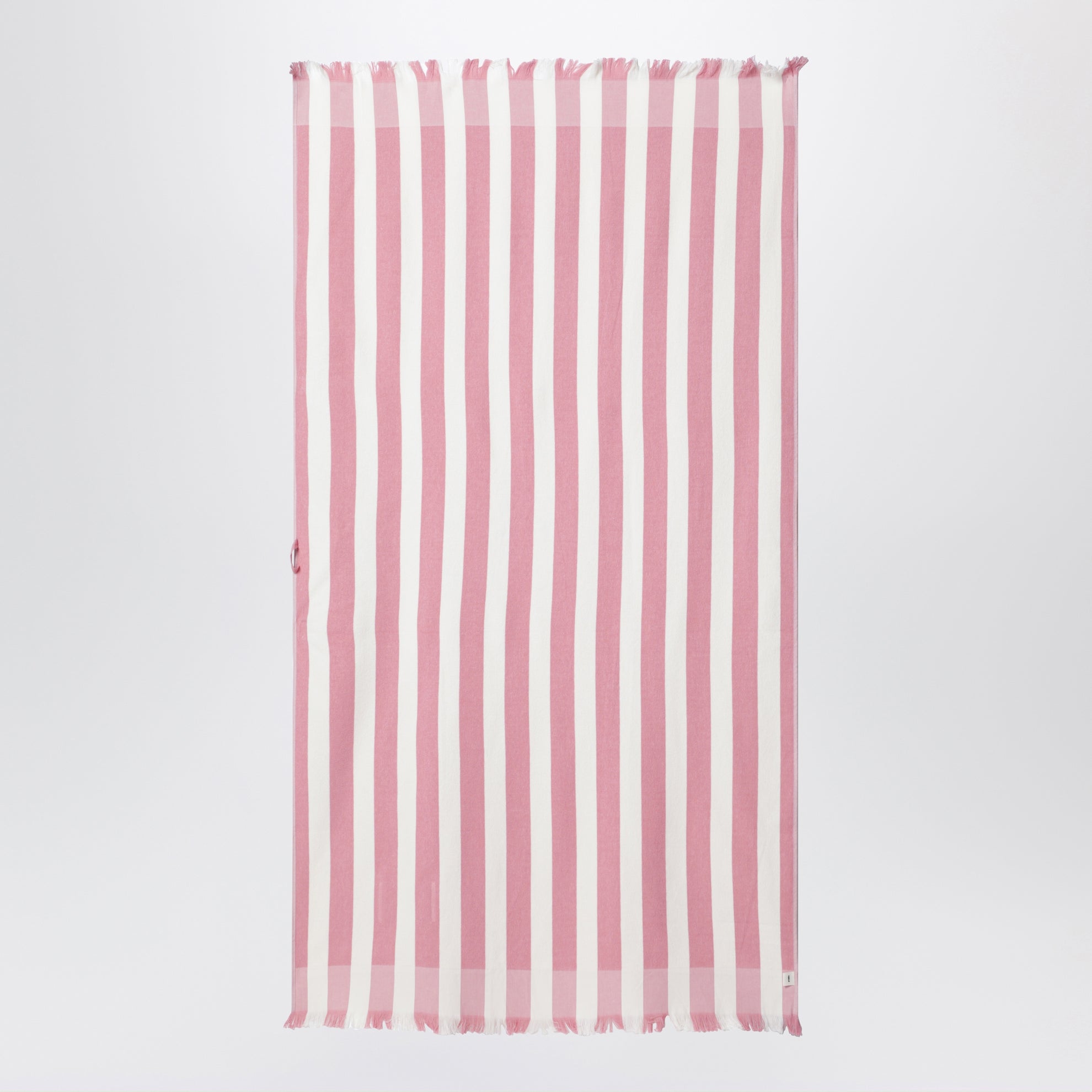 Pink/white striped beach towel