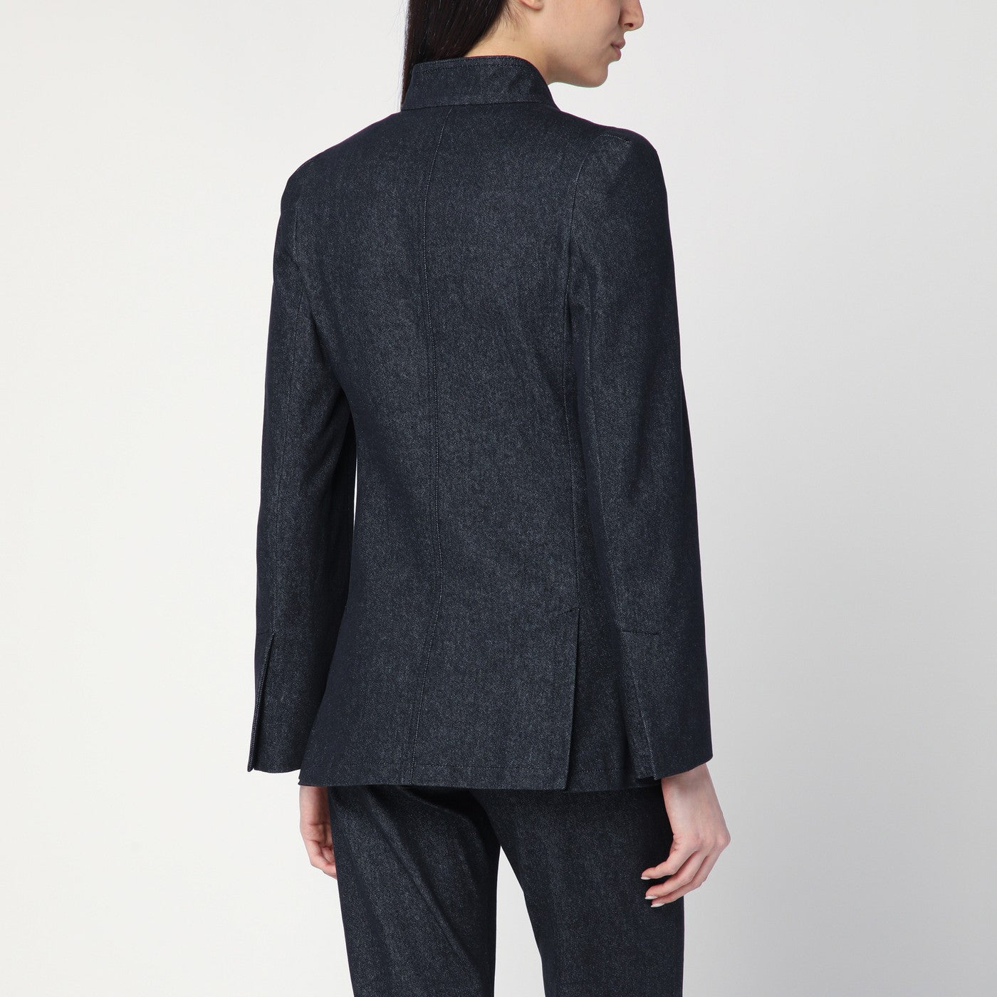 Midnight blue jacket in cotton denim effect