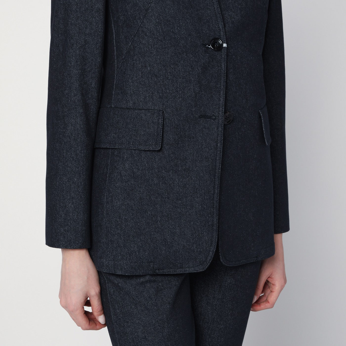 Midnight blue jacket in cotton denim effect
