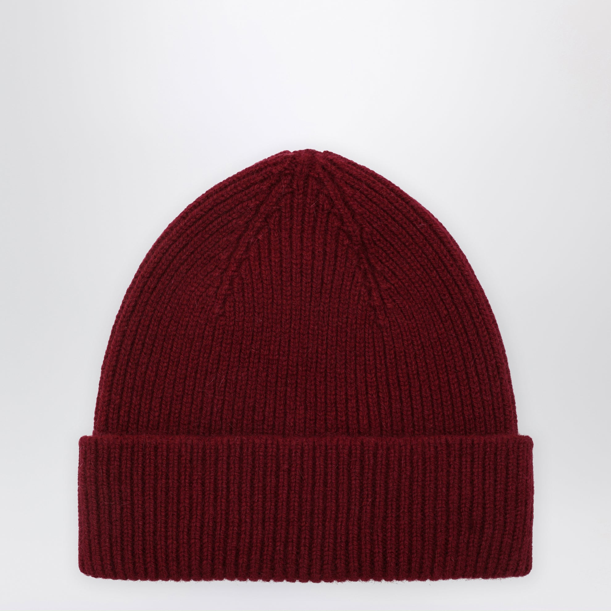 Beanie aus Wolle und Caregora in Wine
