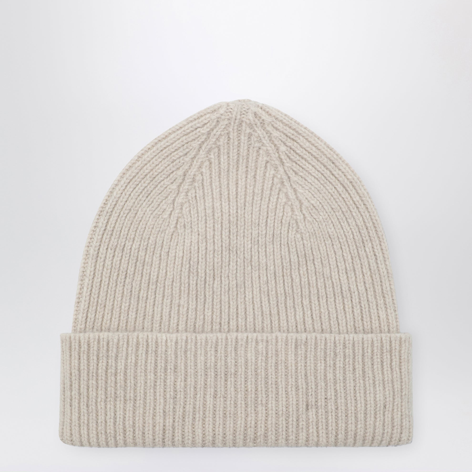 Beanie aus Wolle und Caregora in Ivory