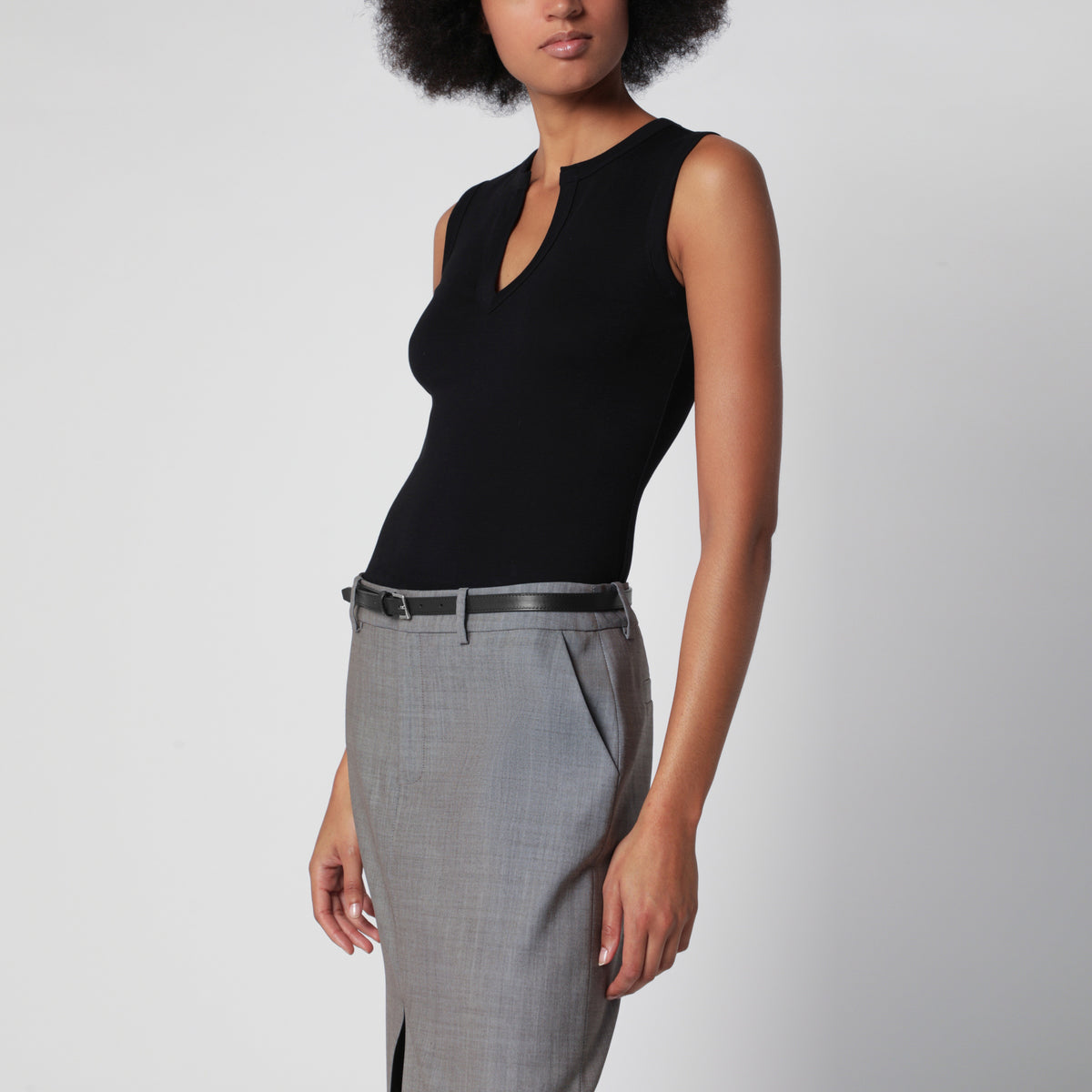 Ceinture Jessie noire en cuir de veau