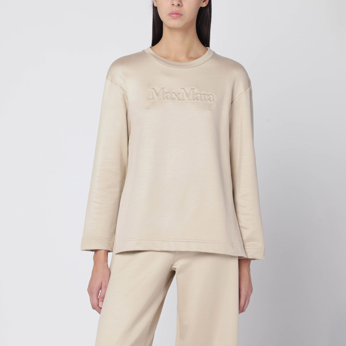 Beige sweatshirt in silk blend
